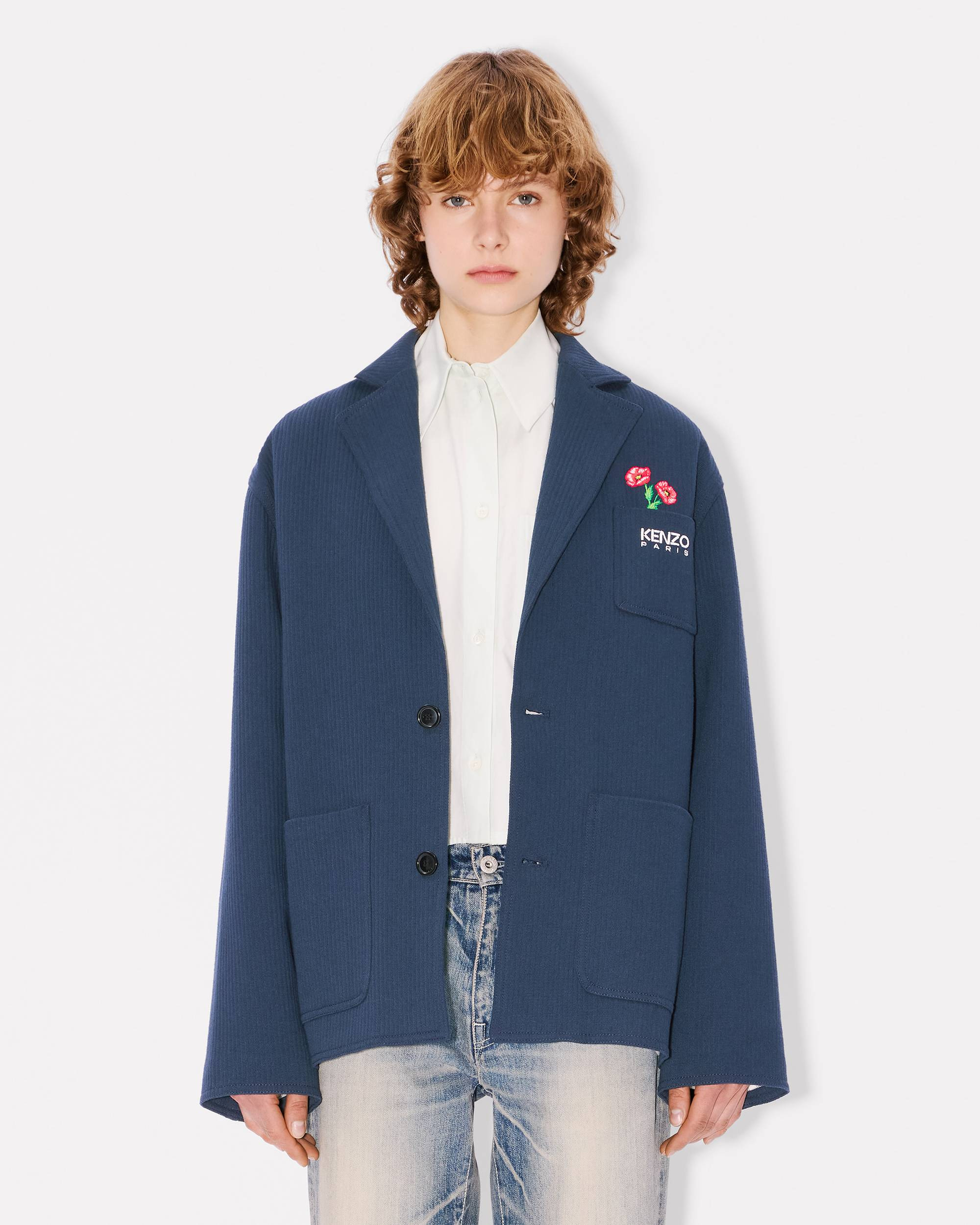 'KENZO Archive Bouquet' embroidered workwear jacket in ribbed cotton - 4