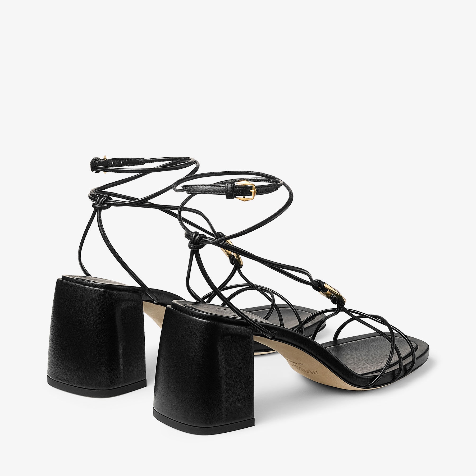 JIMMY CHOO Onyxia 70 Black Nappa Leather Sandals | REVERSIBLE
