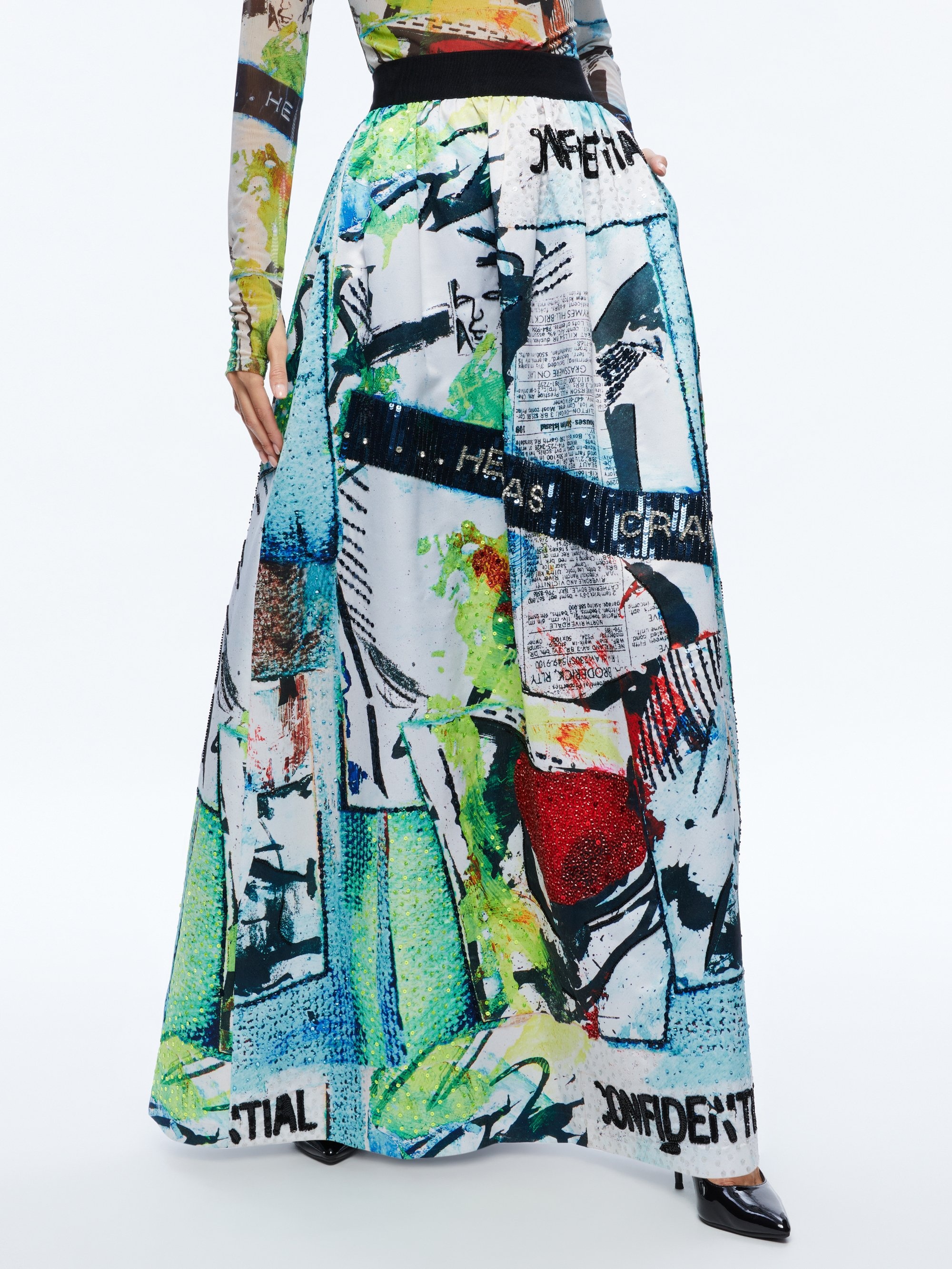 A+O X BASQUIAT TINA EMBELLISHED MAXI SKIRT - 2