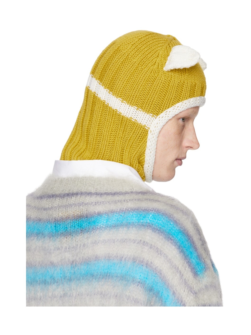 Yellow & Off-White Ears Balaclava - 3