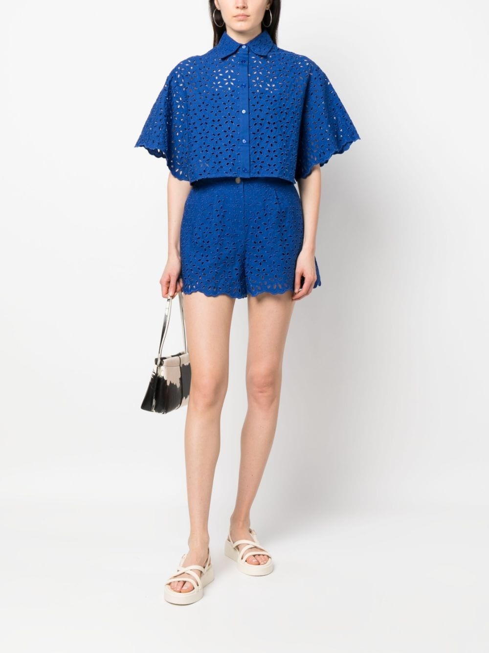 floral-motif perforated shirt - 2