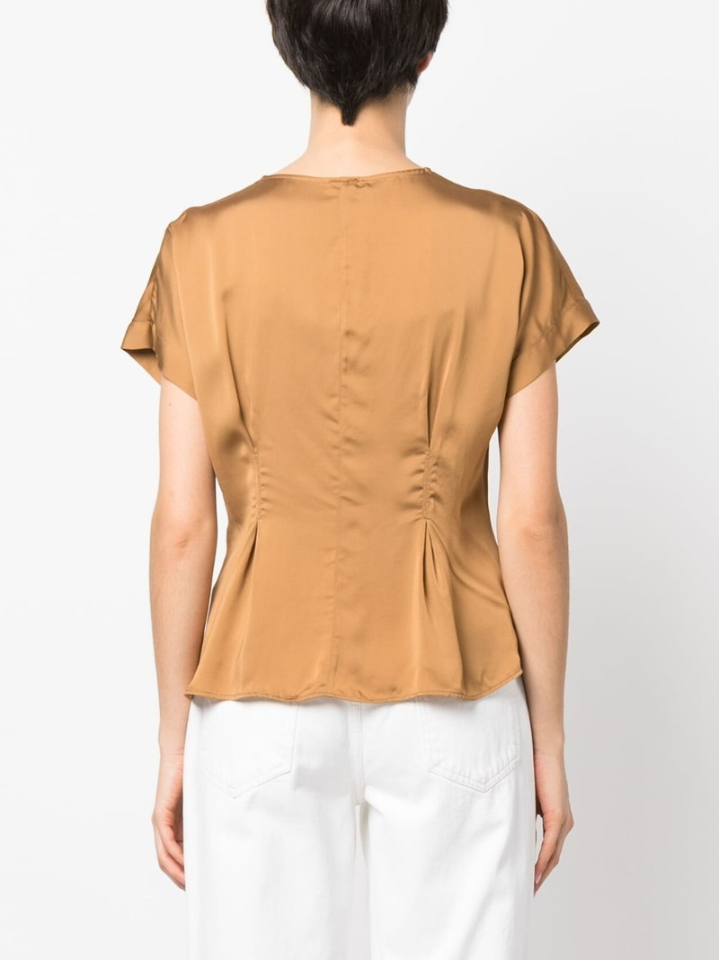 satin-finish flared blouse 4