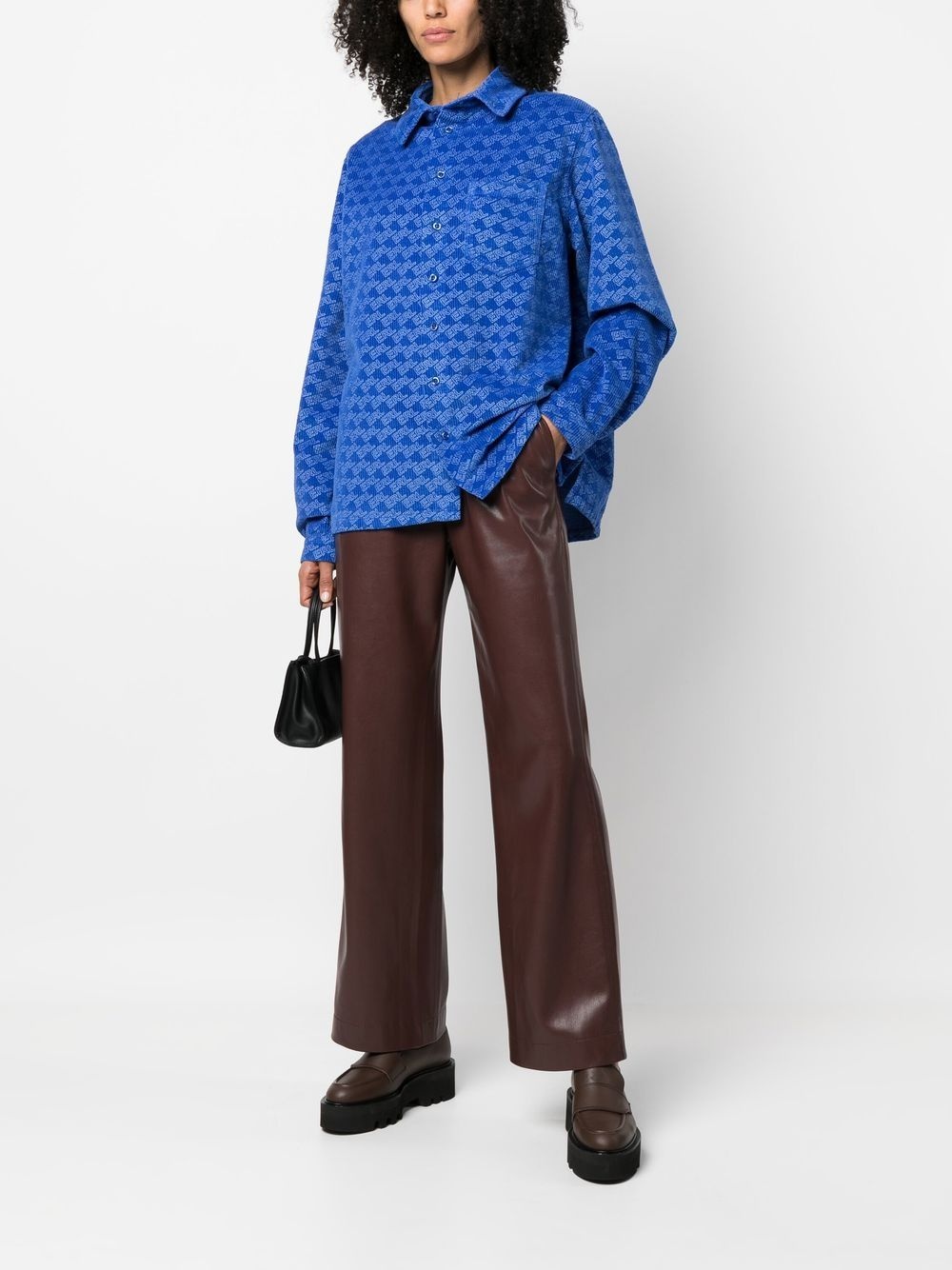 all-over logo print corduroy shirt - 3