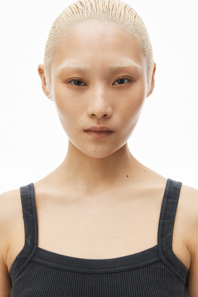 cropped camisole in waffle-knit cotton stretch 6