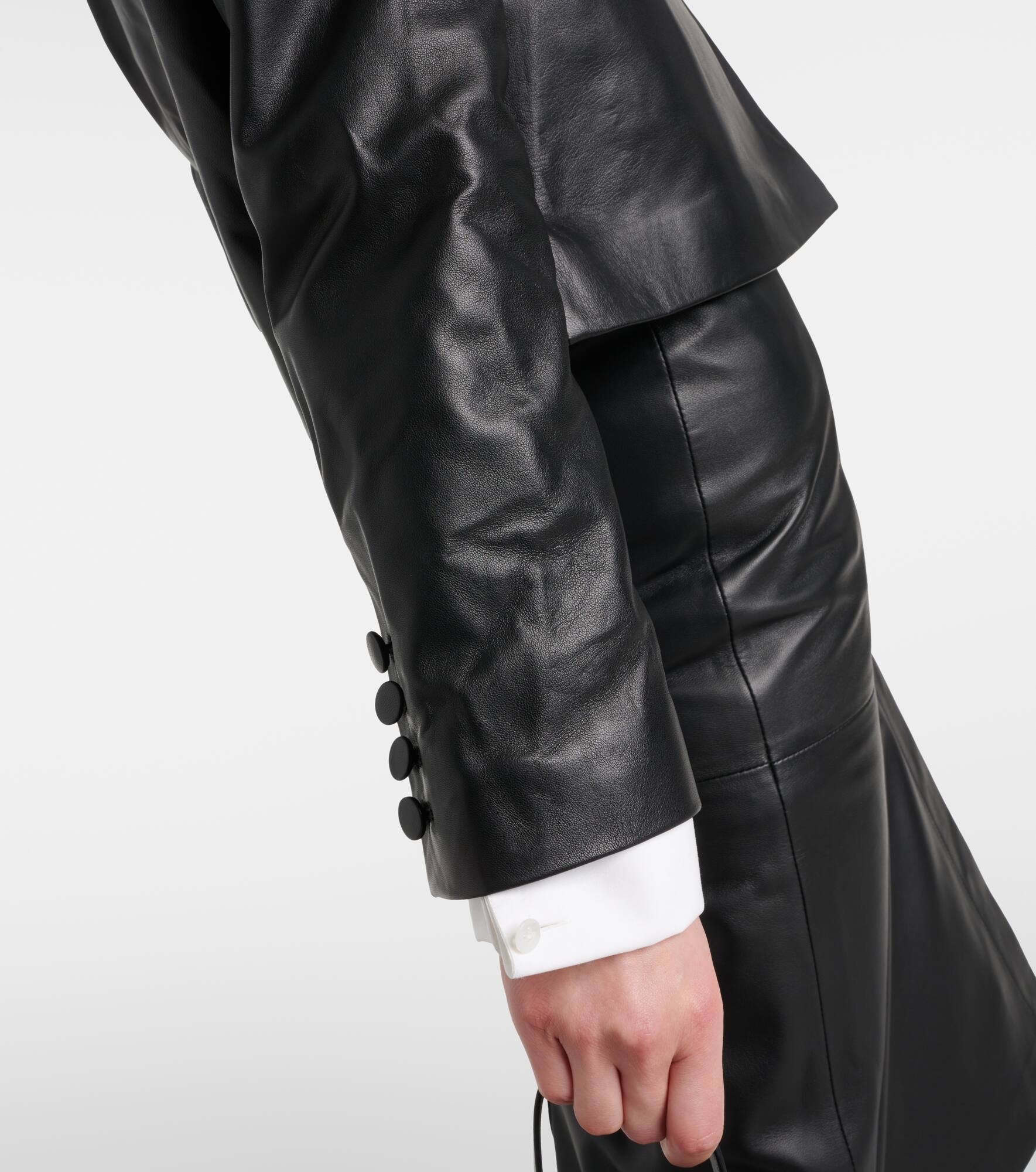 Cropped leather jacket - 6