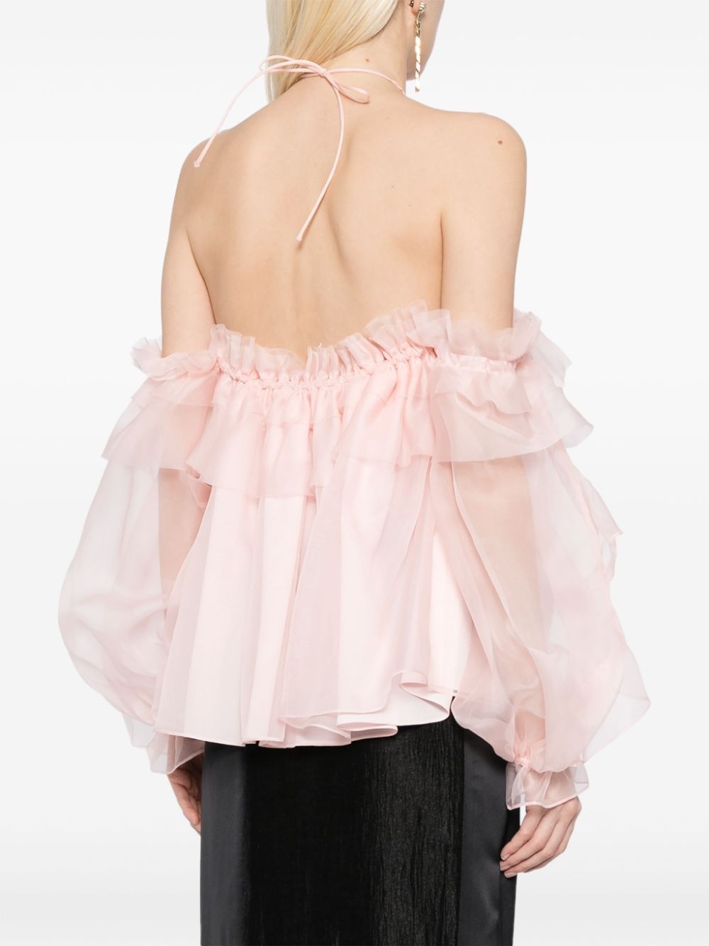 floral-appliquÃ© ruffled blouse - 4