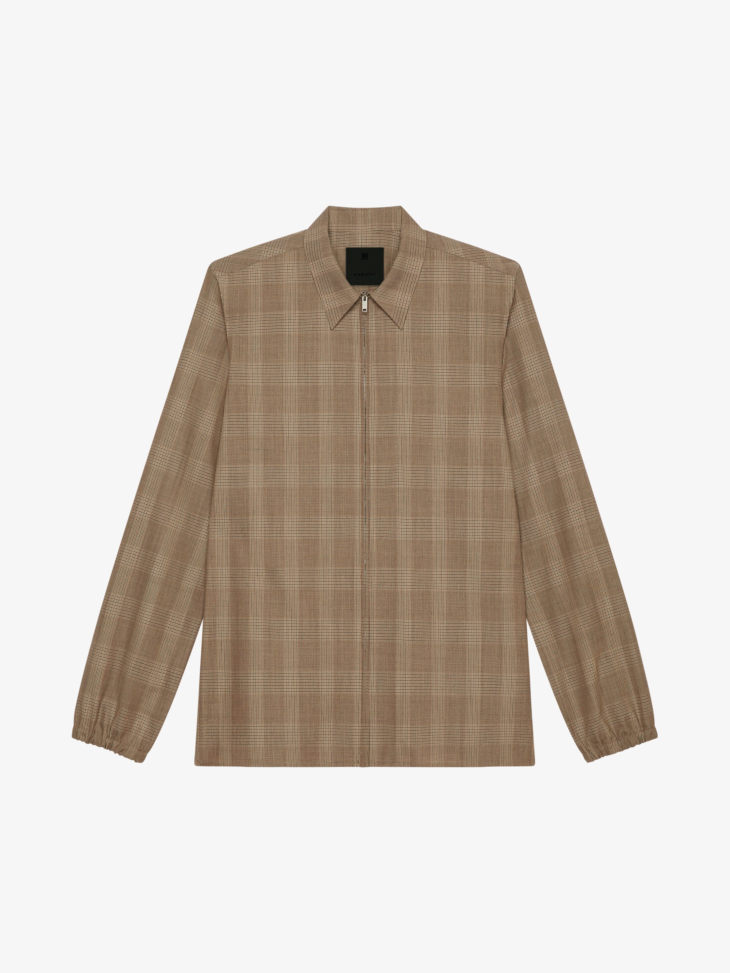 ZIPPED SHIRT IN WOOL WITH PRINCE OF WALES PRINT - 1