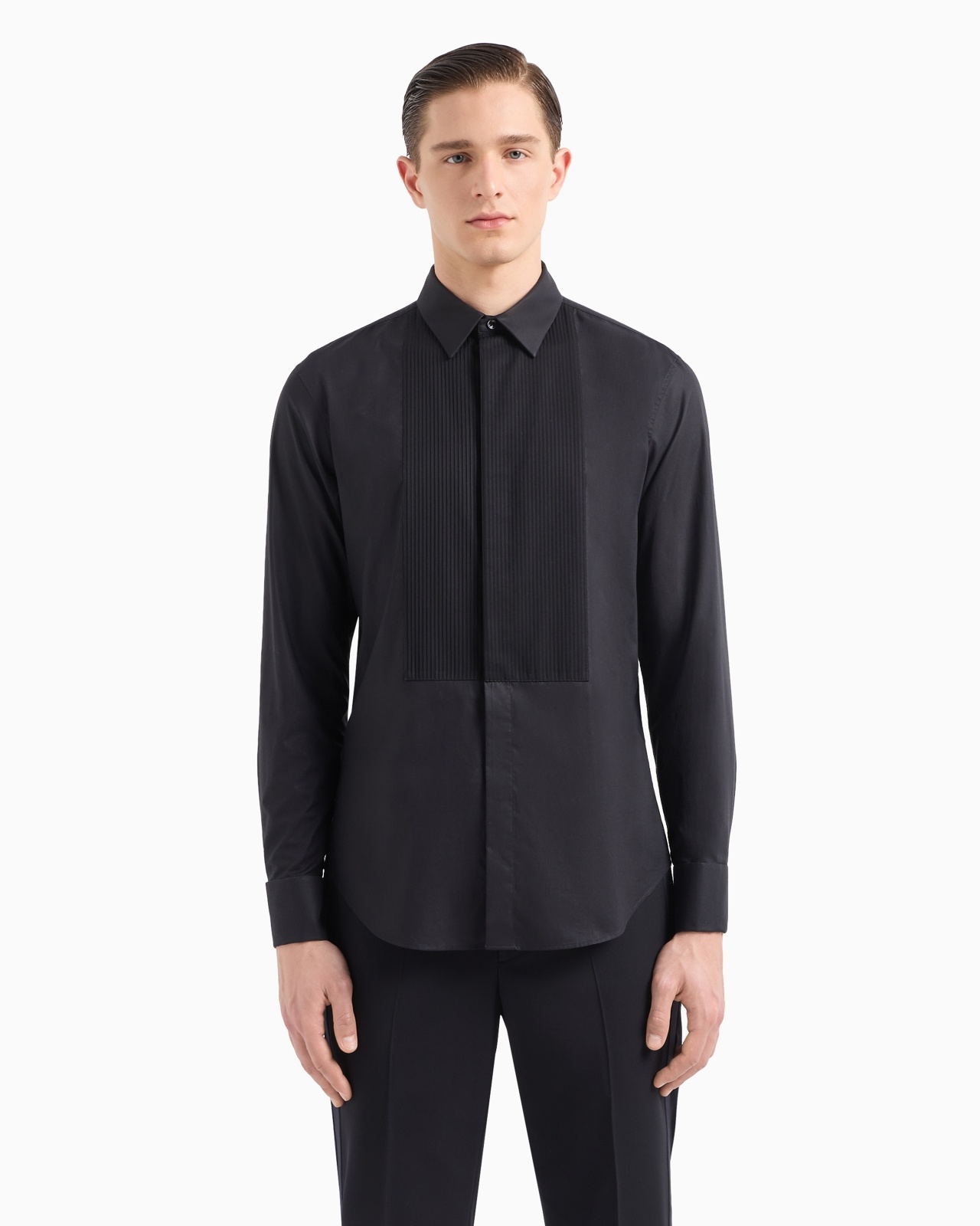 COTTON TUXEDO SHIRT WITH PLEATED DETAIL - 4