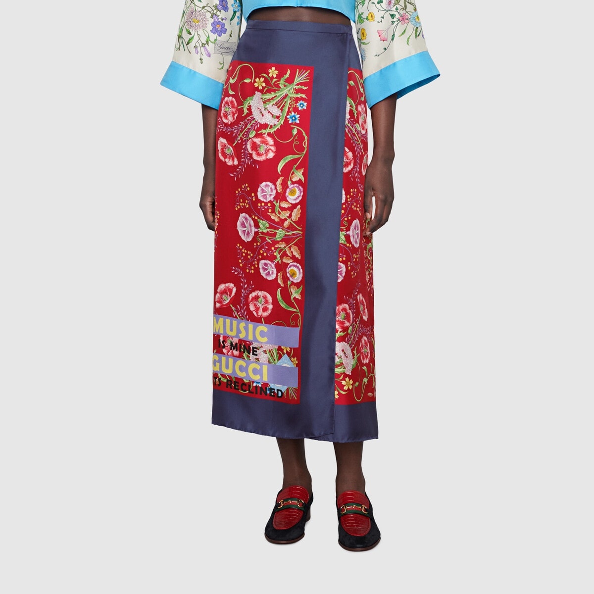Gucci 100 floral silk skirt - 3