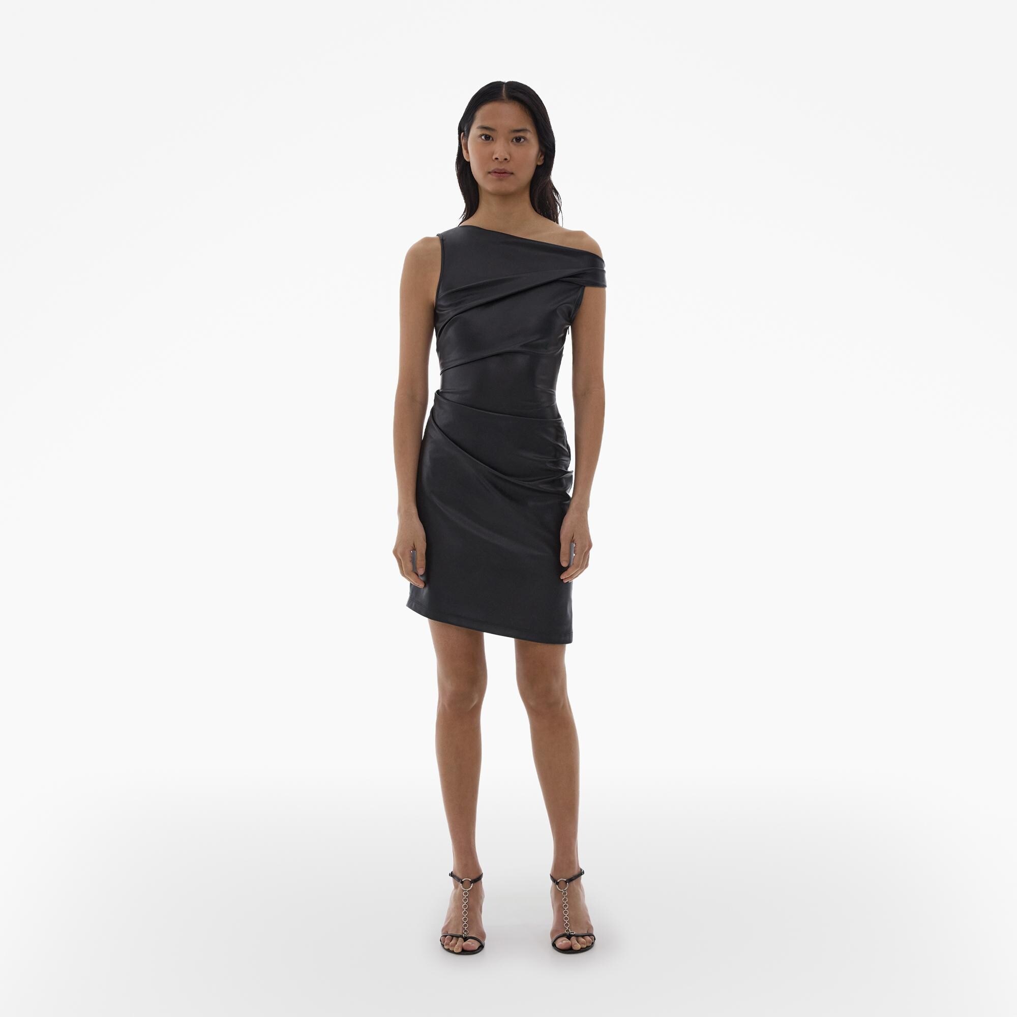 FAUX LEATHER ASYMMETRICAL DRESS - 2