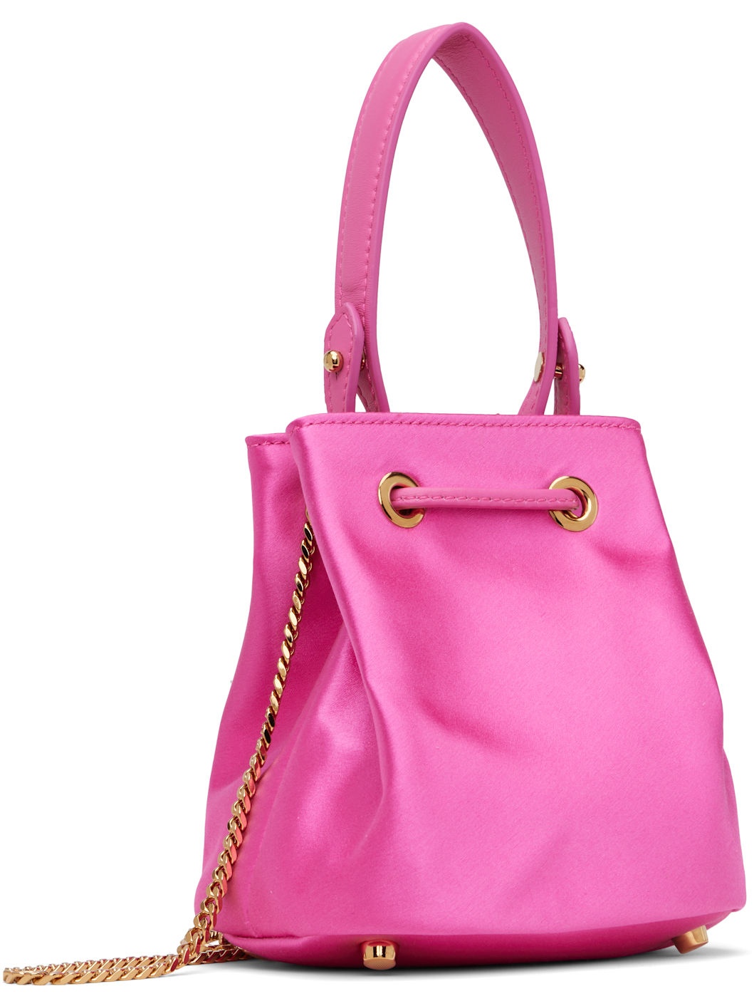 Pink 'La Medusa' Satin Mini Bucket Bag - 3