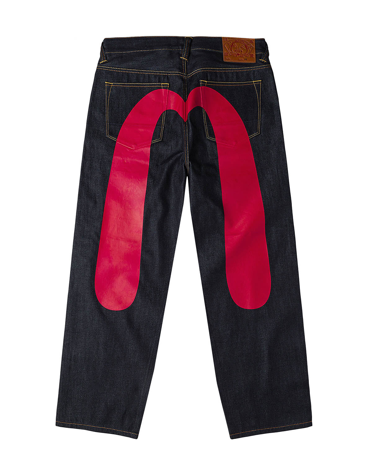 Red Daicock Print Loose Fit Jeans #2038 - 10