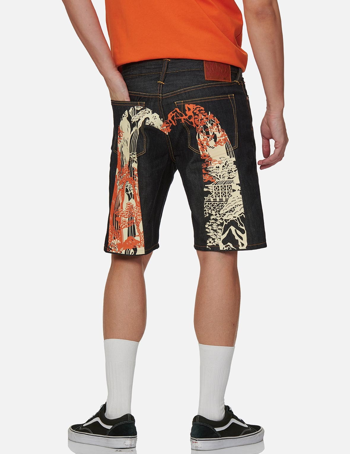 TWO-TONE LANDSCAPE DAICOCK DENIM SHORTS - 3