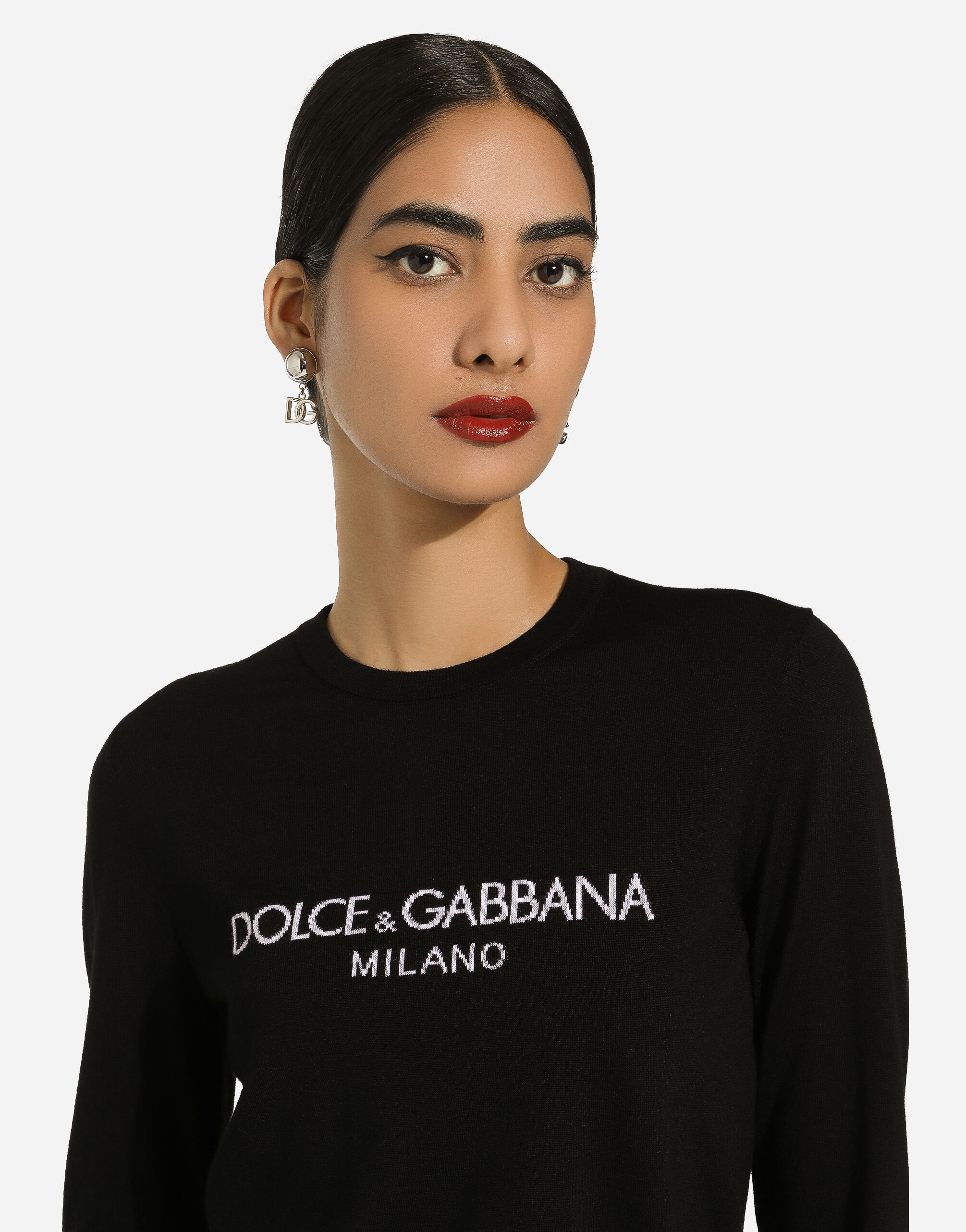 Wool sweater with Dolce&Gabbana logo inlay - 5