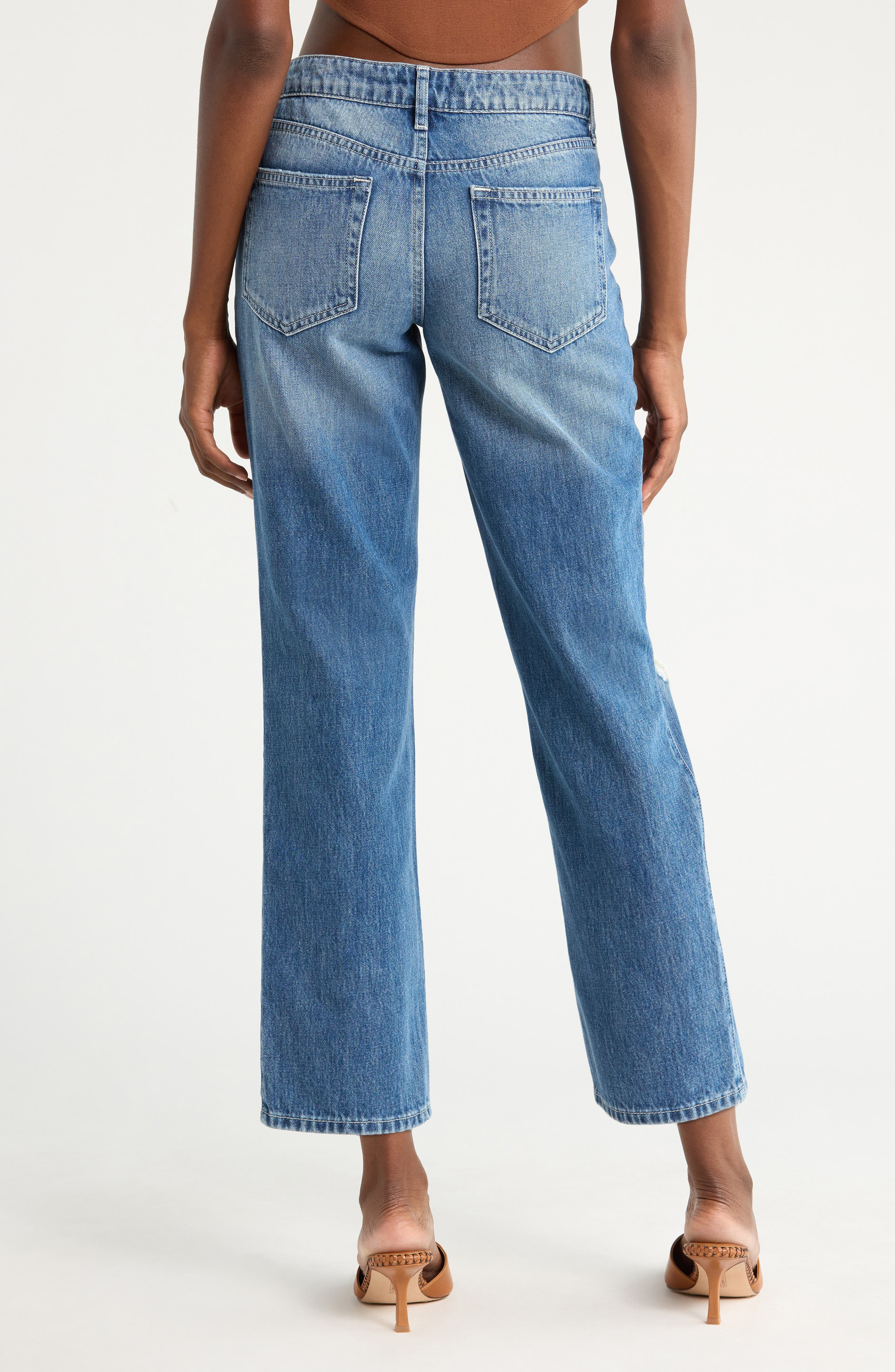 L'AGENCE Nevia Low Rise Slouch Straight Leg Jeans in Woodrow Destruct at Nordstrom - 2