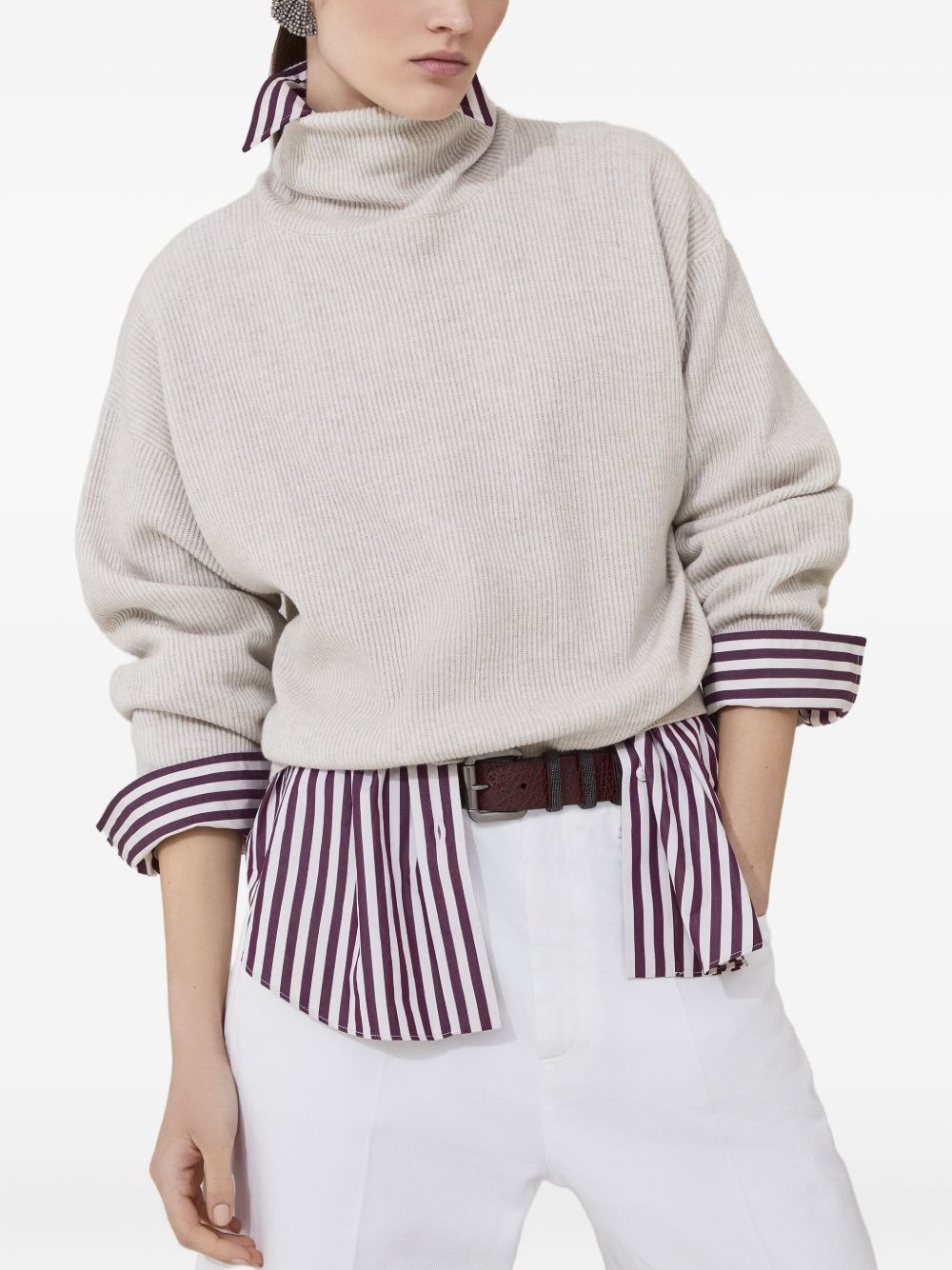 turtleneck ribbed sweater - 5