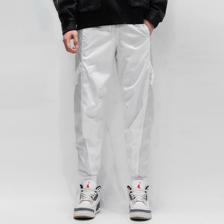 Nike Air Contrast Stitched Windproof Tie Woven Sweatpants For Men White DA0241-100 - 4