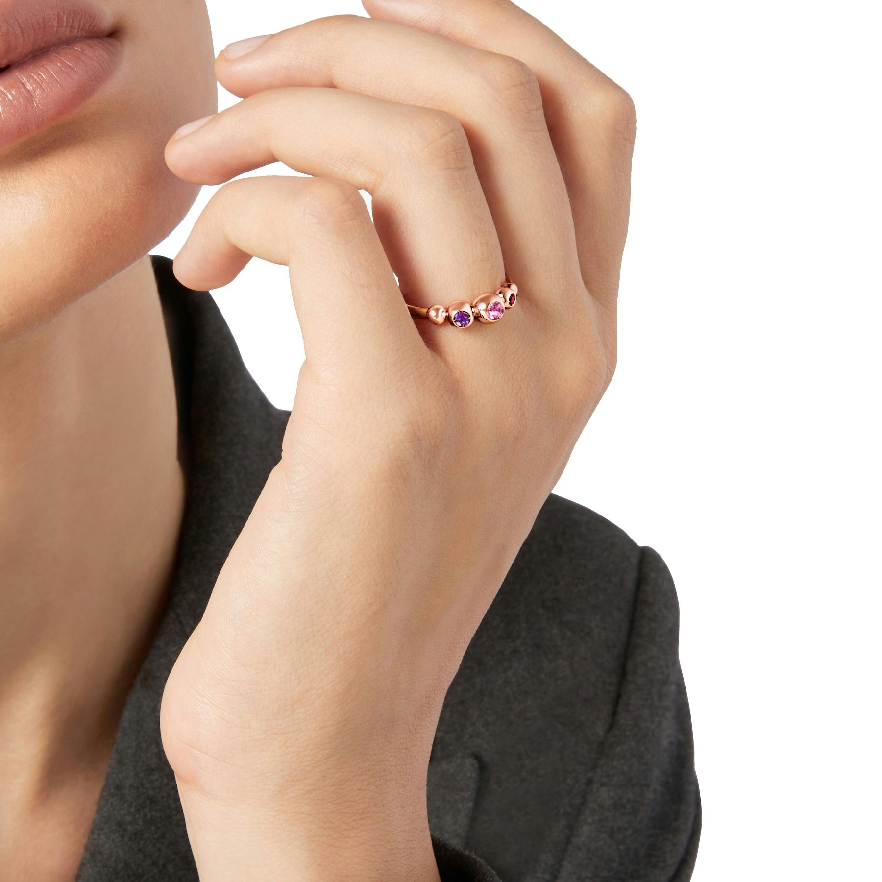 ROSE GOLD & COLOURED STONE BOLLICINE RING - 3