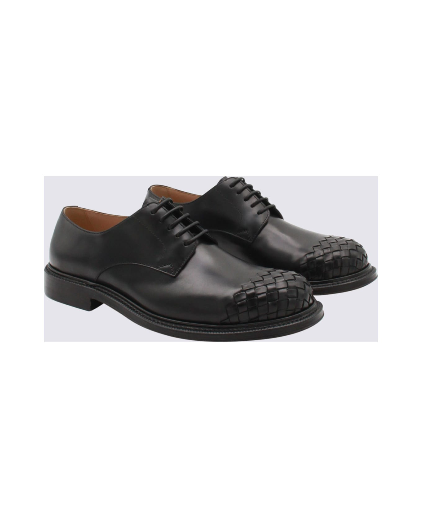 Black Leather Lace Up Shoes - 2