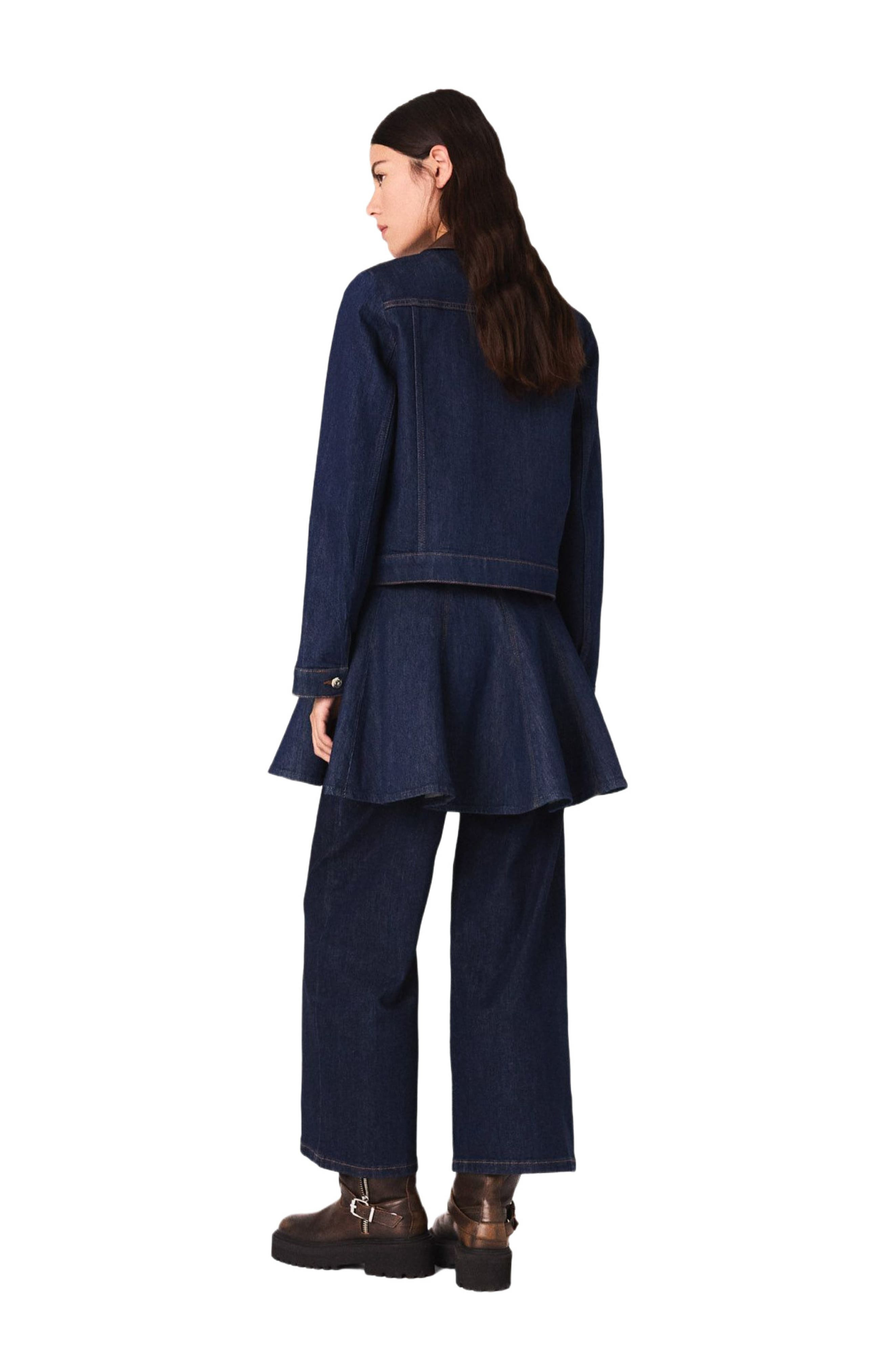 maje Denim jacket with faux leather in Navy at Nordstrom - 2