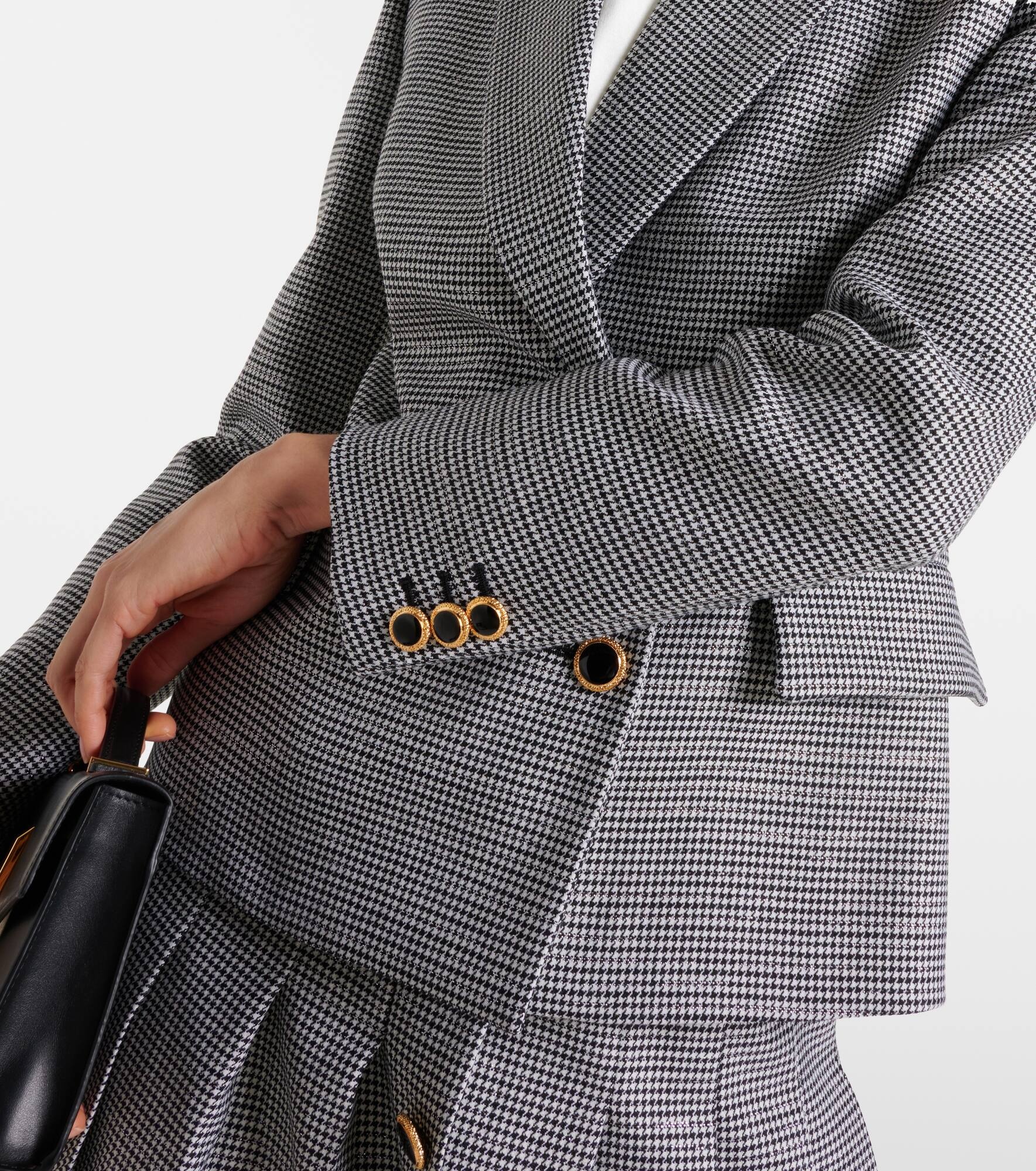 Houndstooth wool-blend jacket - 5