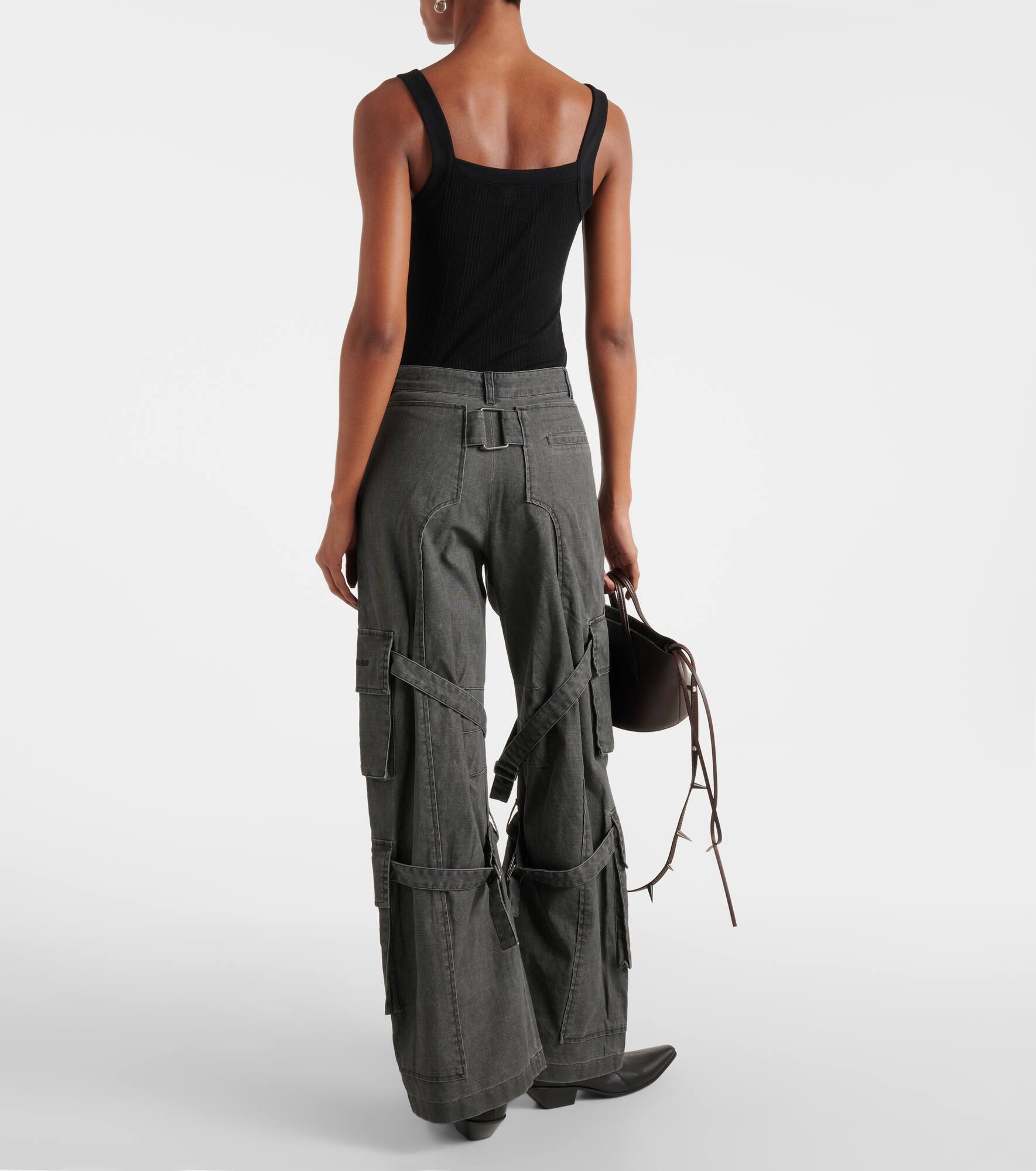 Mid-rise wide-leg cargo jeans - 3