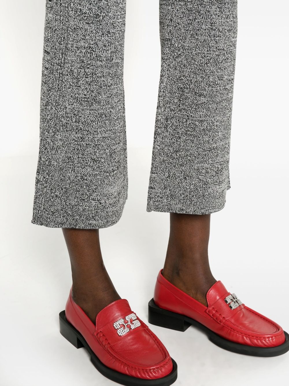mÃ©lange cropped flared trousers - 5