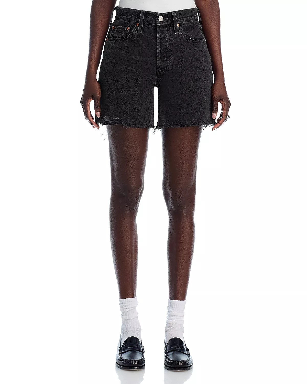 501 Mid Thigh Denim Shorts in Lunar Black - 7