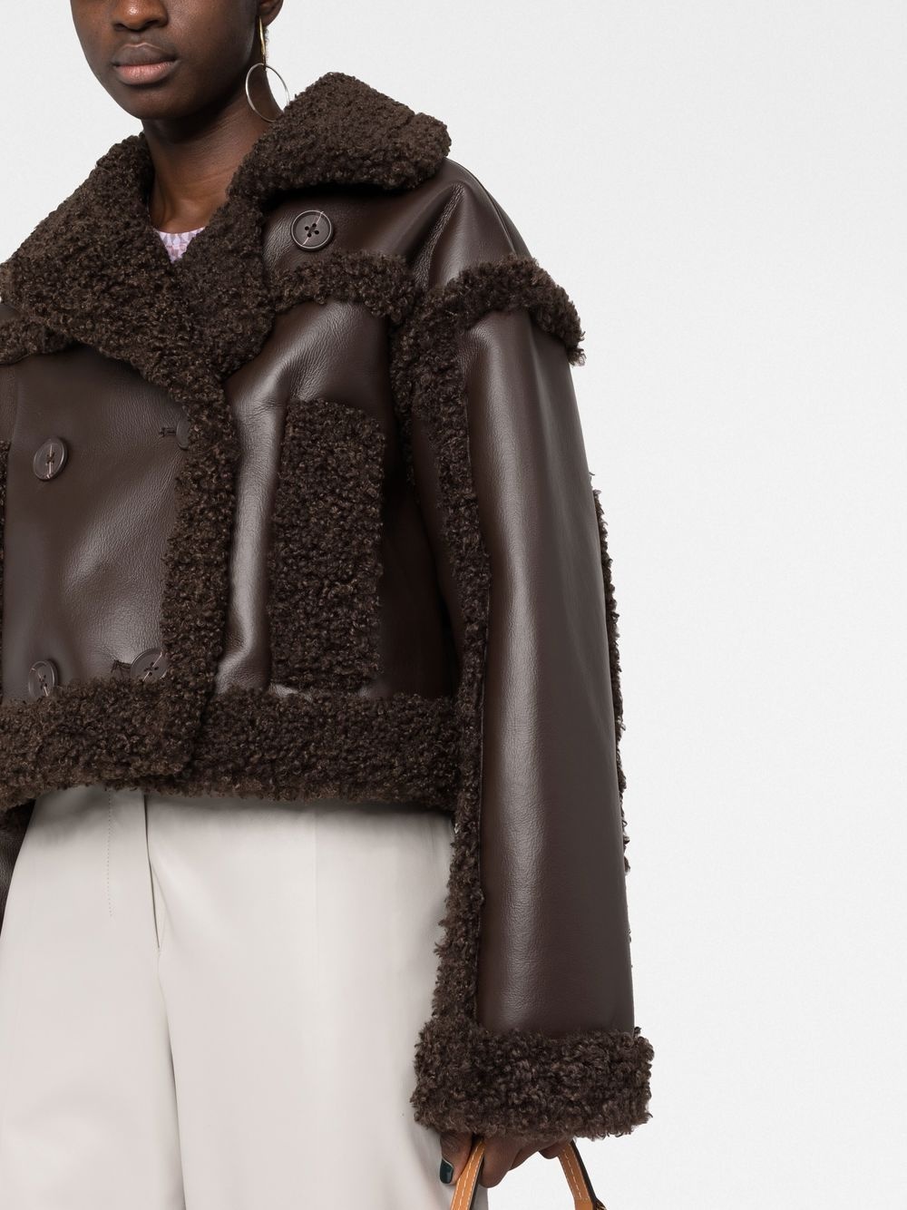 cropped faux shearling jacket - 3