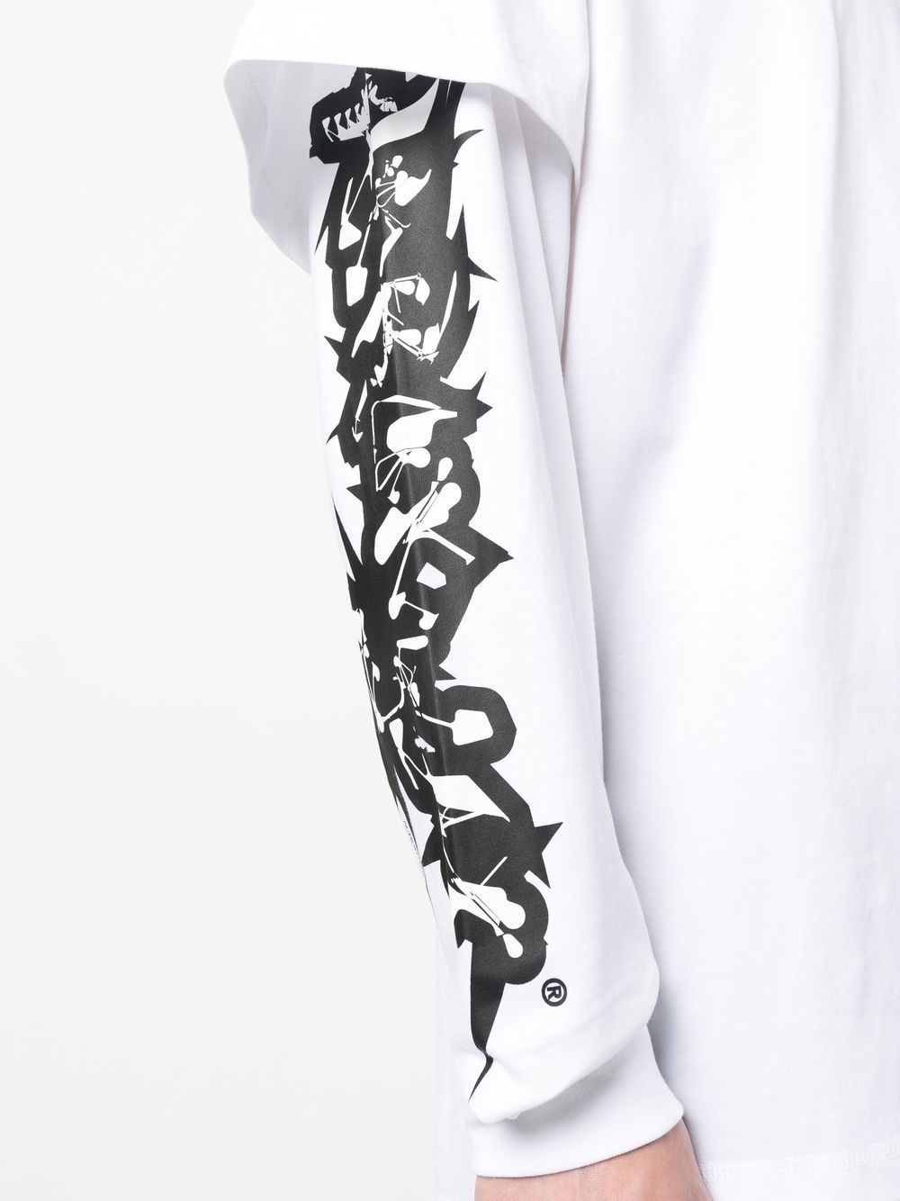 logo-print asymmetric-sleeve T-shirt - 5