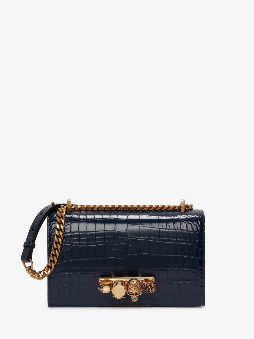 Jewelled Satchel in Navy - 1