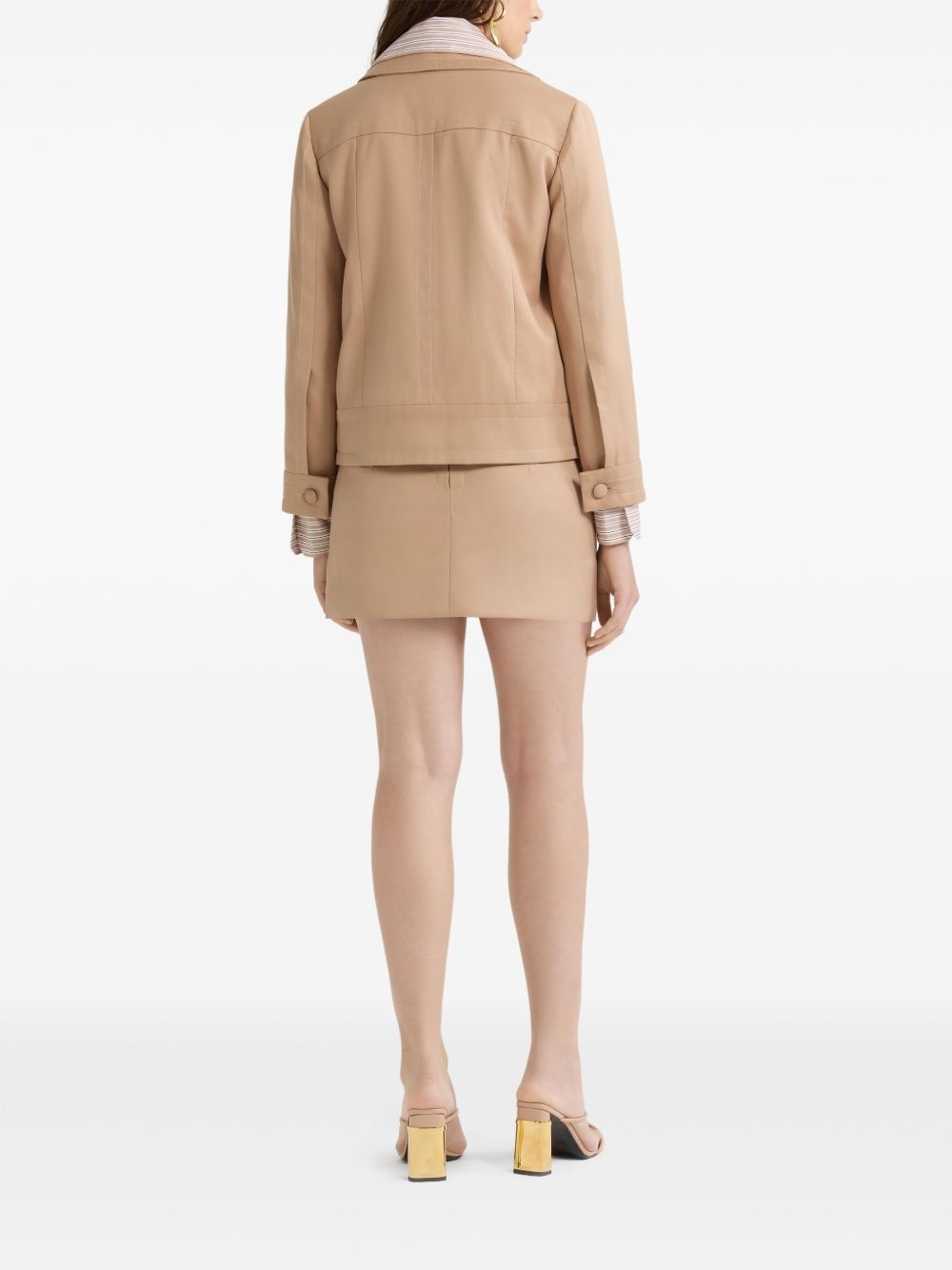 zip-up cropped twill jacket - 3