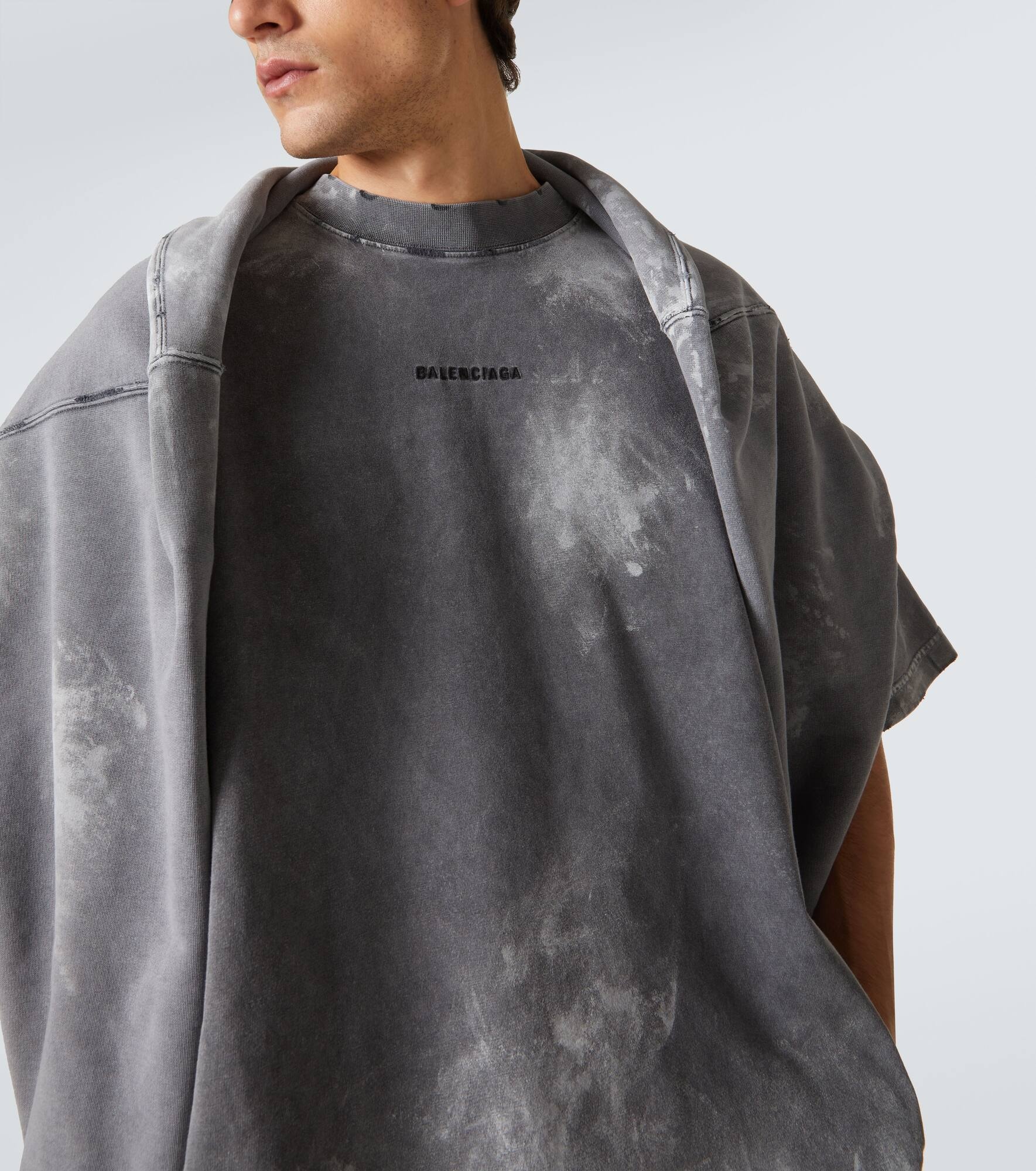 Distressed cotton-blend jersey T-shirt - 5
