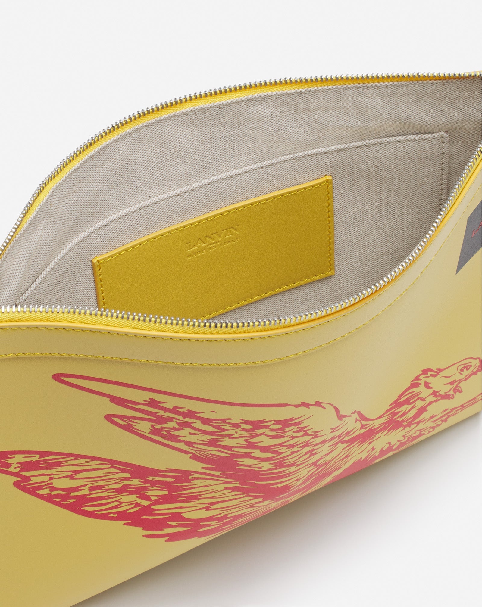 LANVIN X FUTURE LEATHER CLUTCH WITH EAGLE PRINT - 4