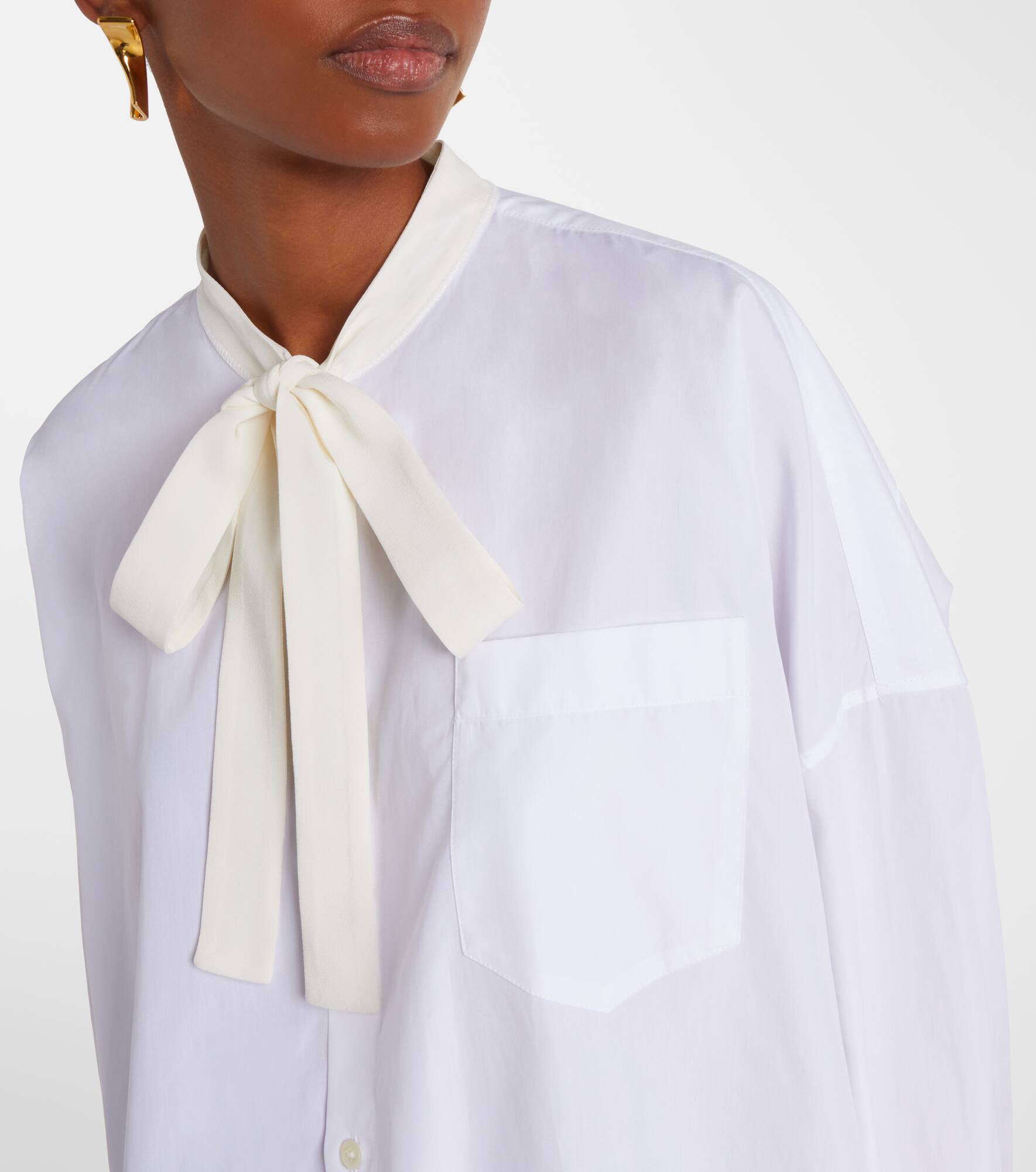 Tie-neck cotton shirt dress - 4