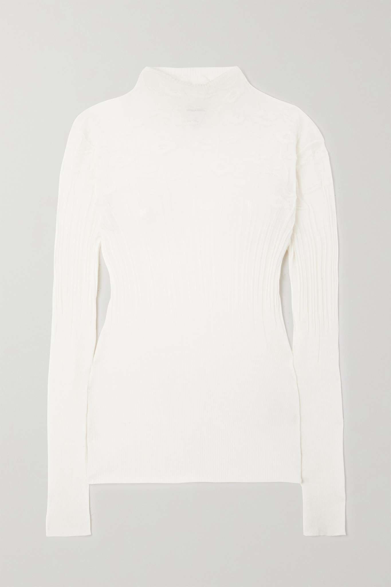 Bottega Veneta Ribbed pointelle-knit cotton-blend sweater | REVERSIBLE