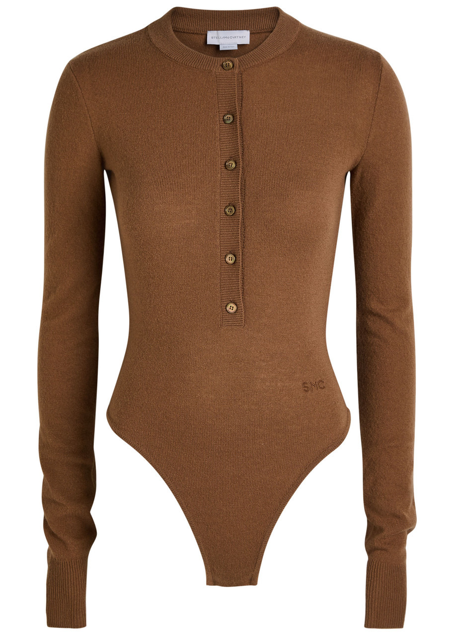 Stella Mccartney Logo-embroidered Ribbed Wool Bodysuit - 1
