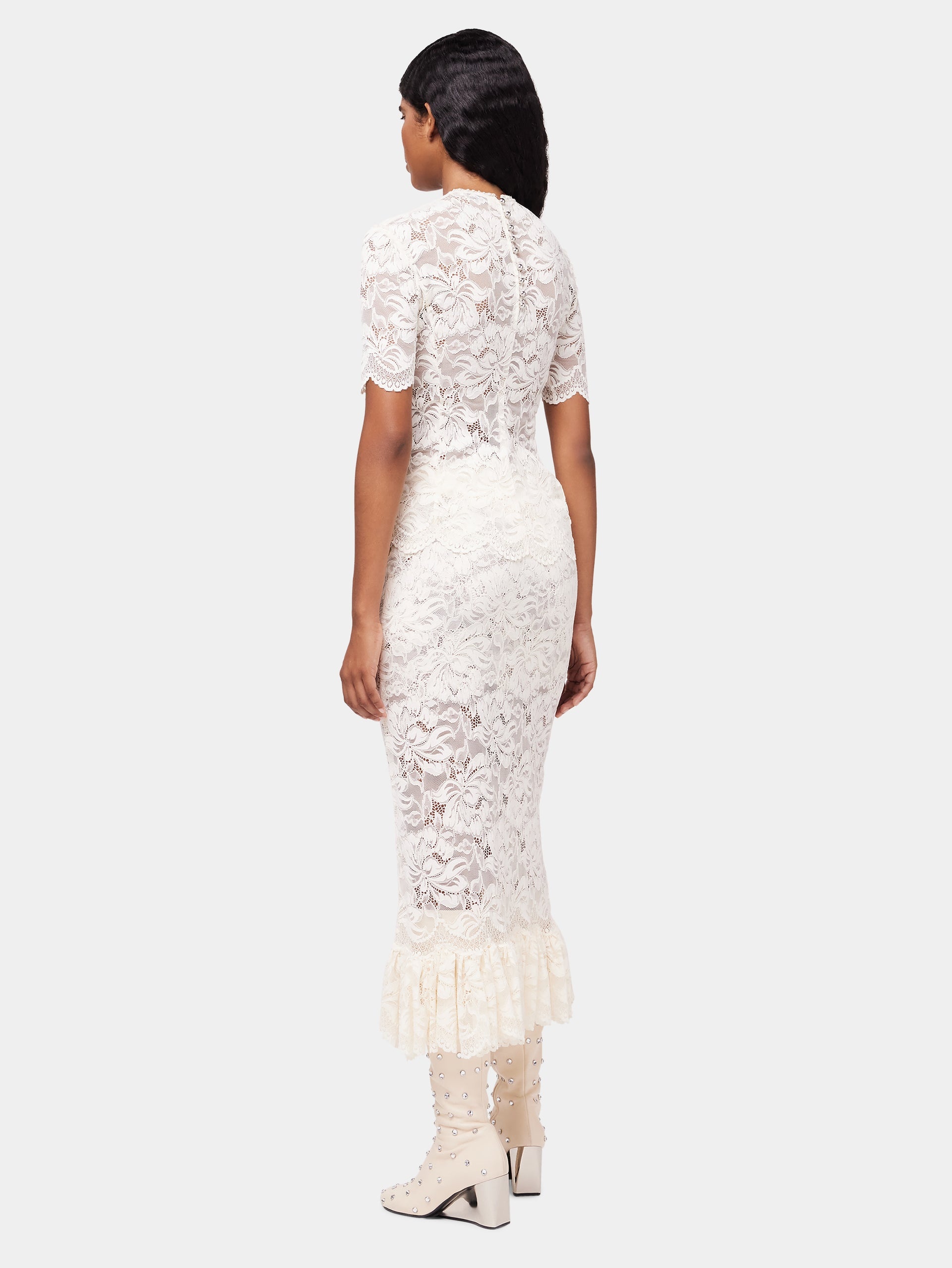 MAXI STRETCH LACE IVORY SKIRT - 6