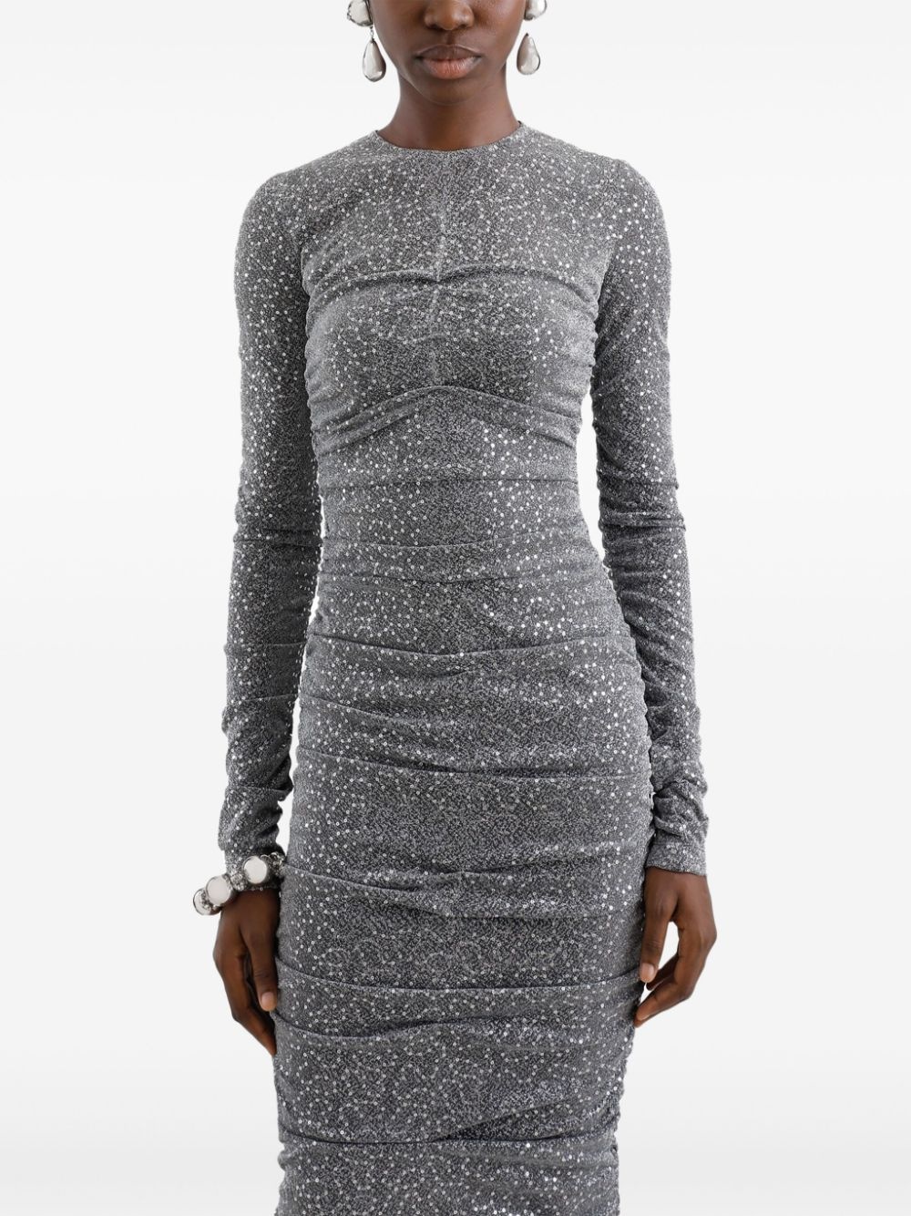 sequinned midi dress - 4