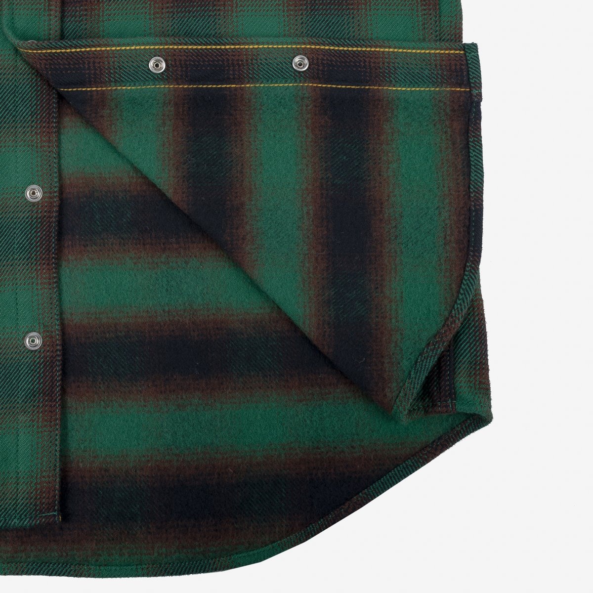 IHSH-373-GRN Ultra Heavy Flannel Ombré Check Western Shirt - Green - 14