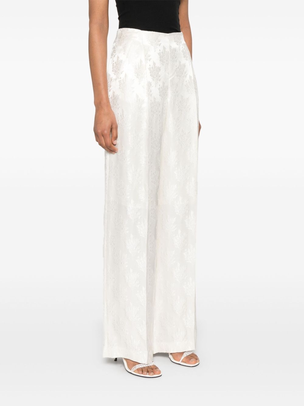 floral-jacquard trousers - 3