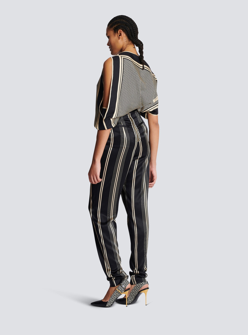 Asymmetric draped satin trousers 4