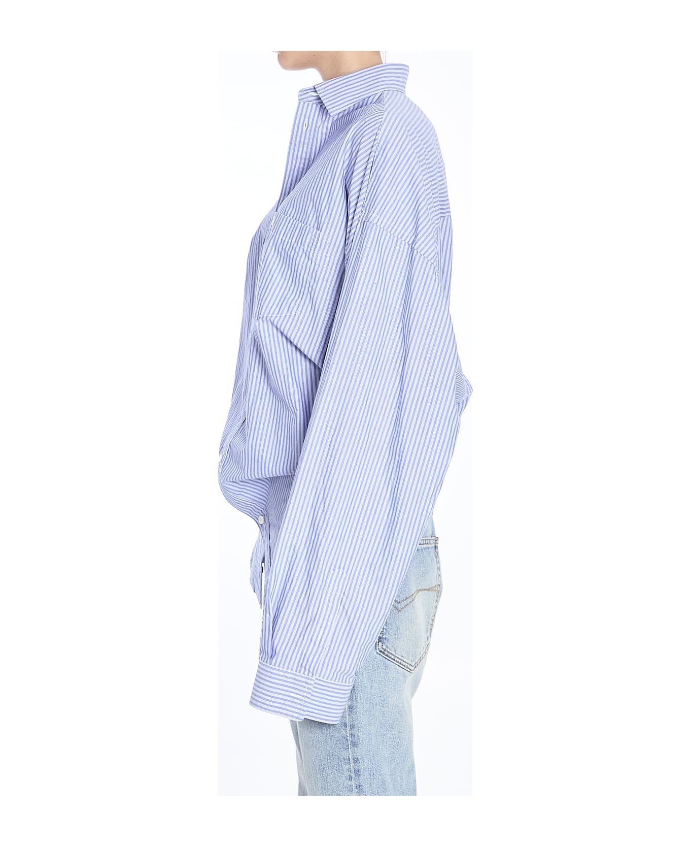Tシャツ・カットソー BALENCIAGA FW24 'L/S Knotted' shirt (809158TRM26 4640) Balenciaga Long Sleeve Knotted Shirt in Blue | Smart Closet