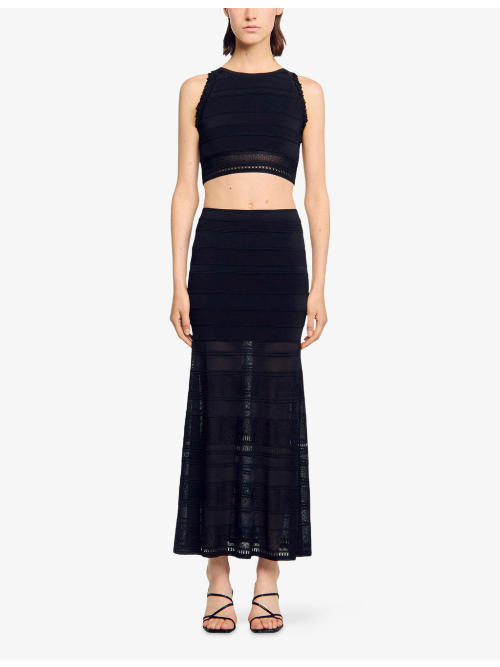 Sleeveless Cropped Knitted Top - 2