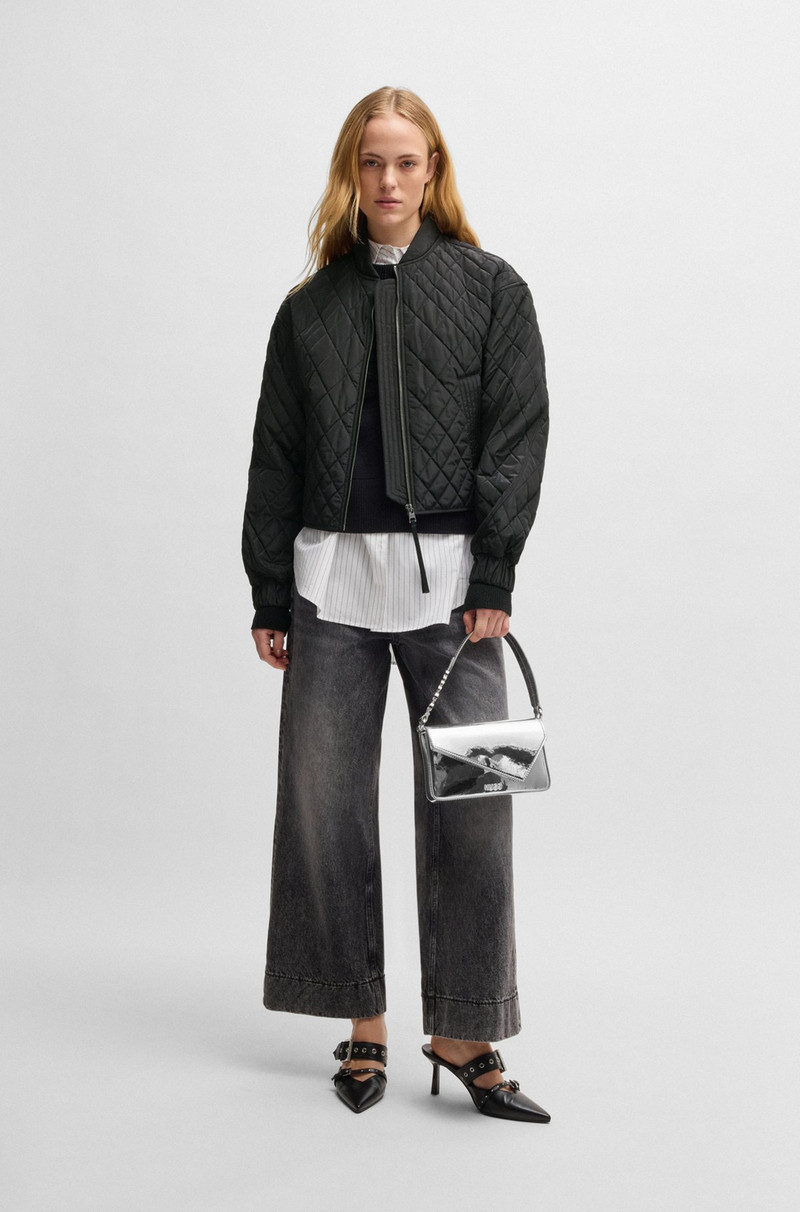 HUGO QUILTED BOMBER JACKET WITH RIBBON ZIP-PULLER outlook