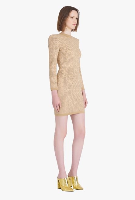 Short bicolor jacquard dress with Balmain monogram - 7