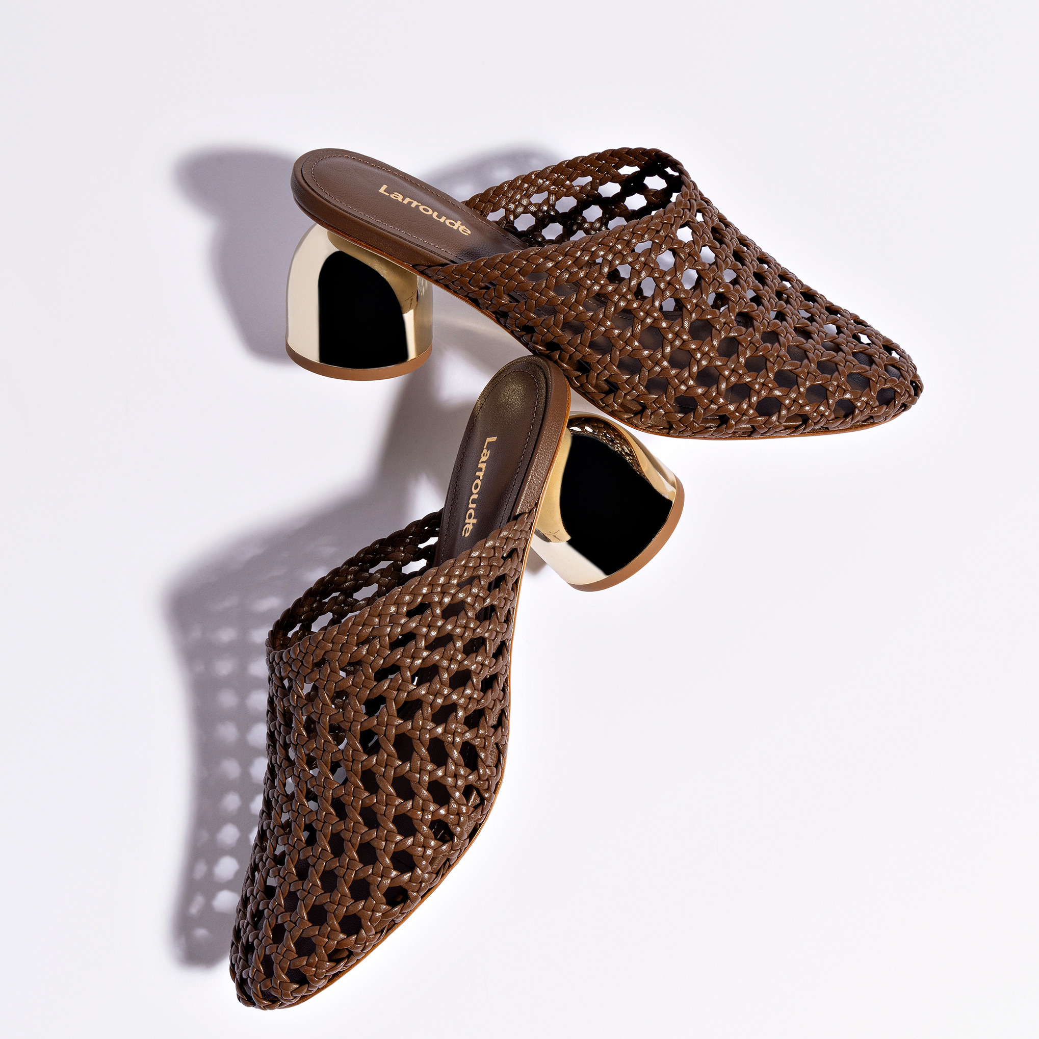 Larroude - Larroude Dew Drop Macrame Mule In Burnt Umber Leather - 6