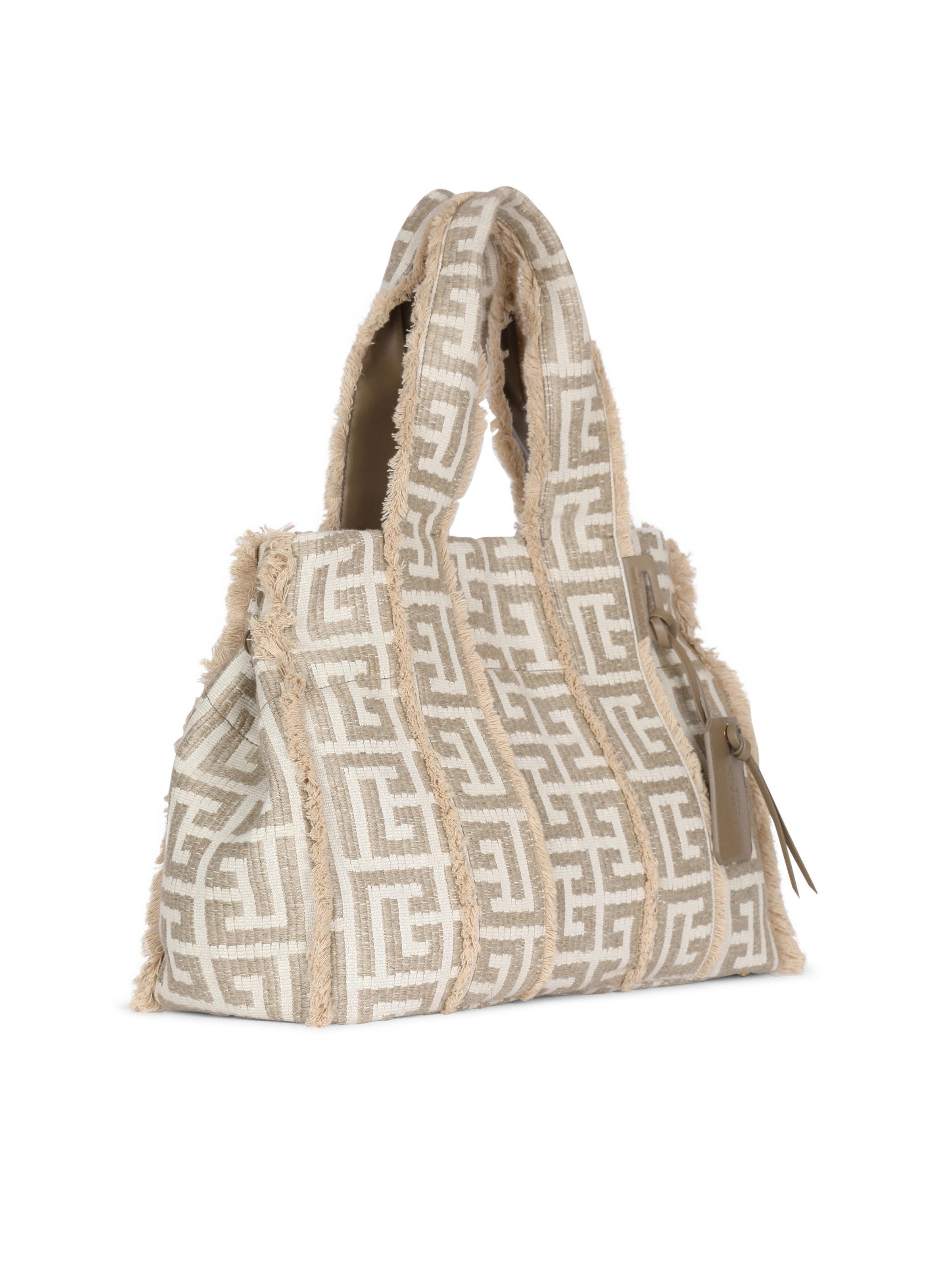 XXL monogrammed raffia tote bag - 3