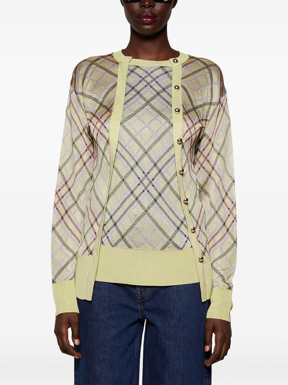 checked cardigan - 3