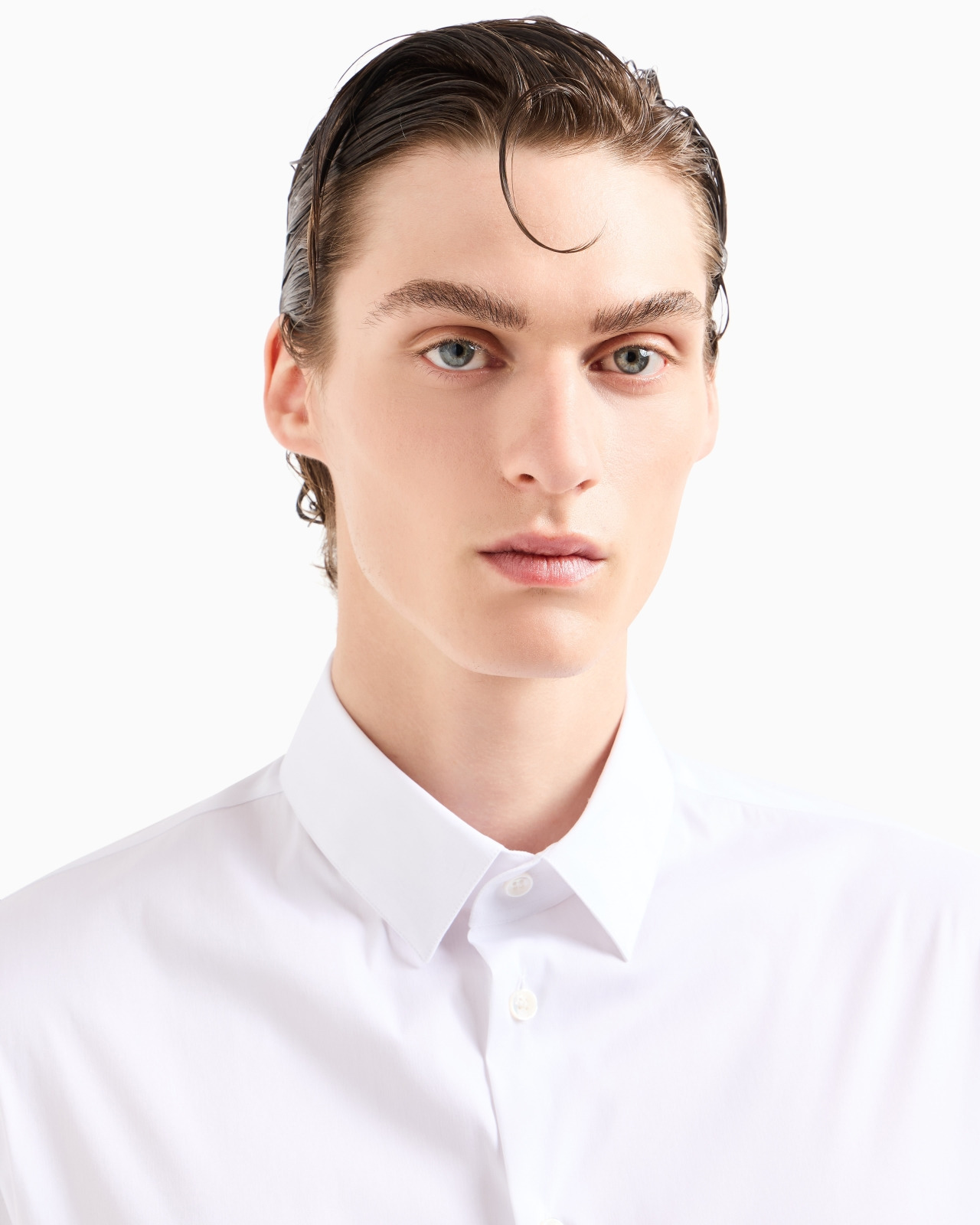 Short-sleeved, stretch plain-knit shirt - 5